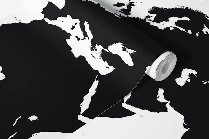 World map blackwallpaper roll