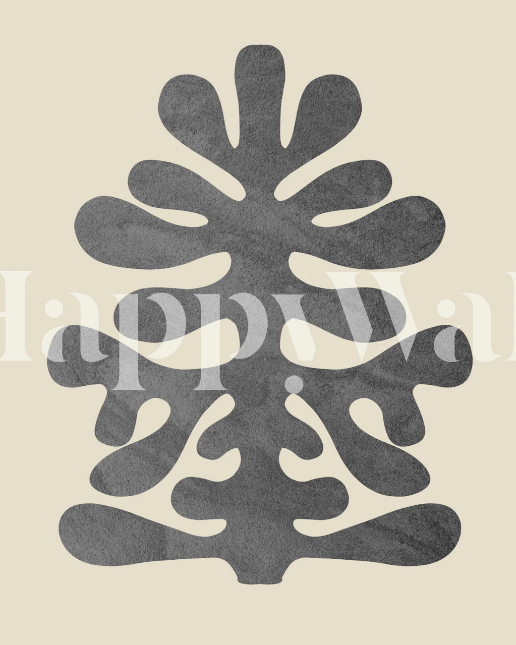 Grainy leaf design in gray on a beige background wallpaper