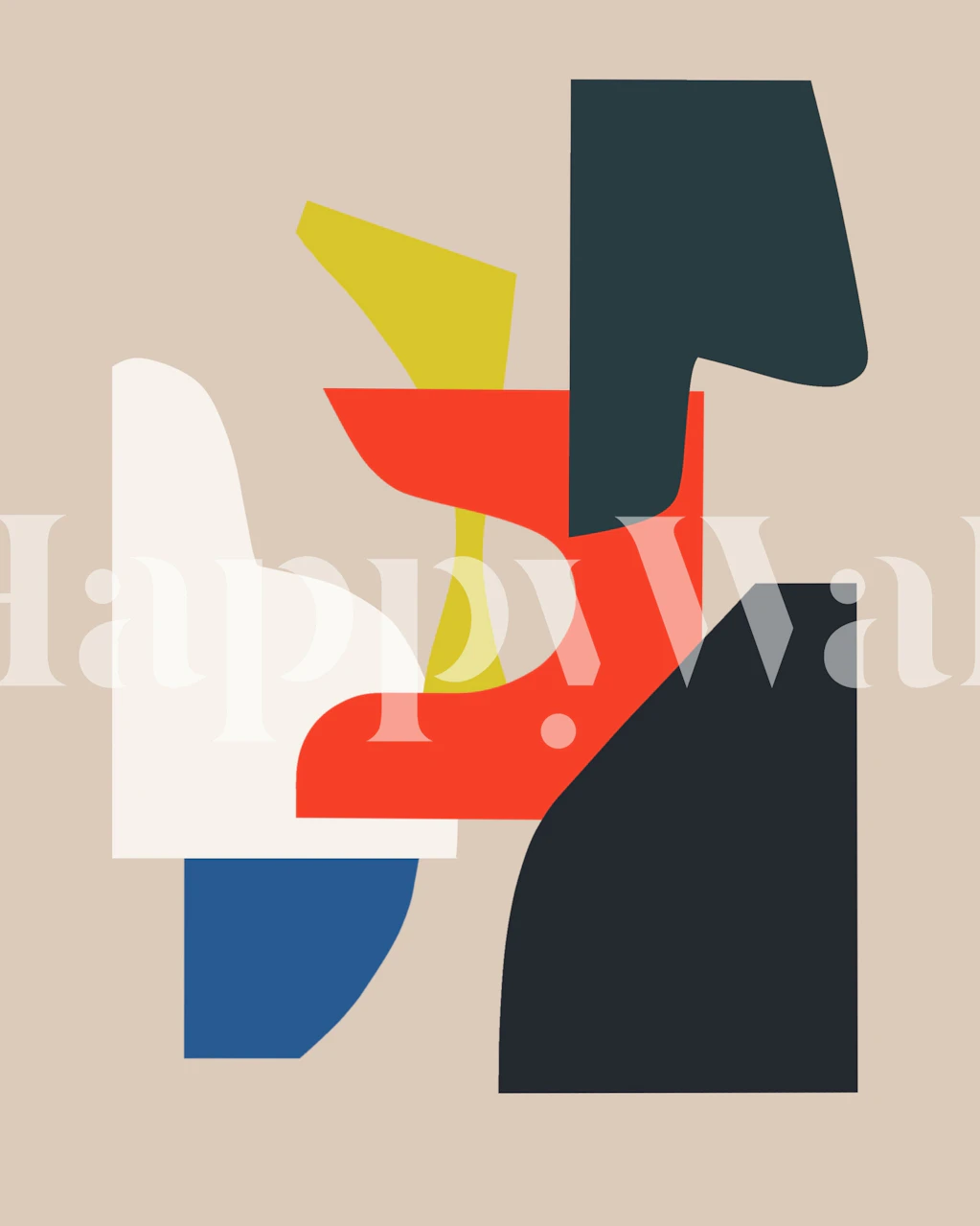Minimalist color cutouts wallpaper in a room