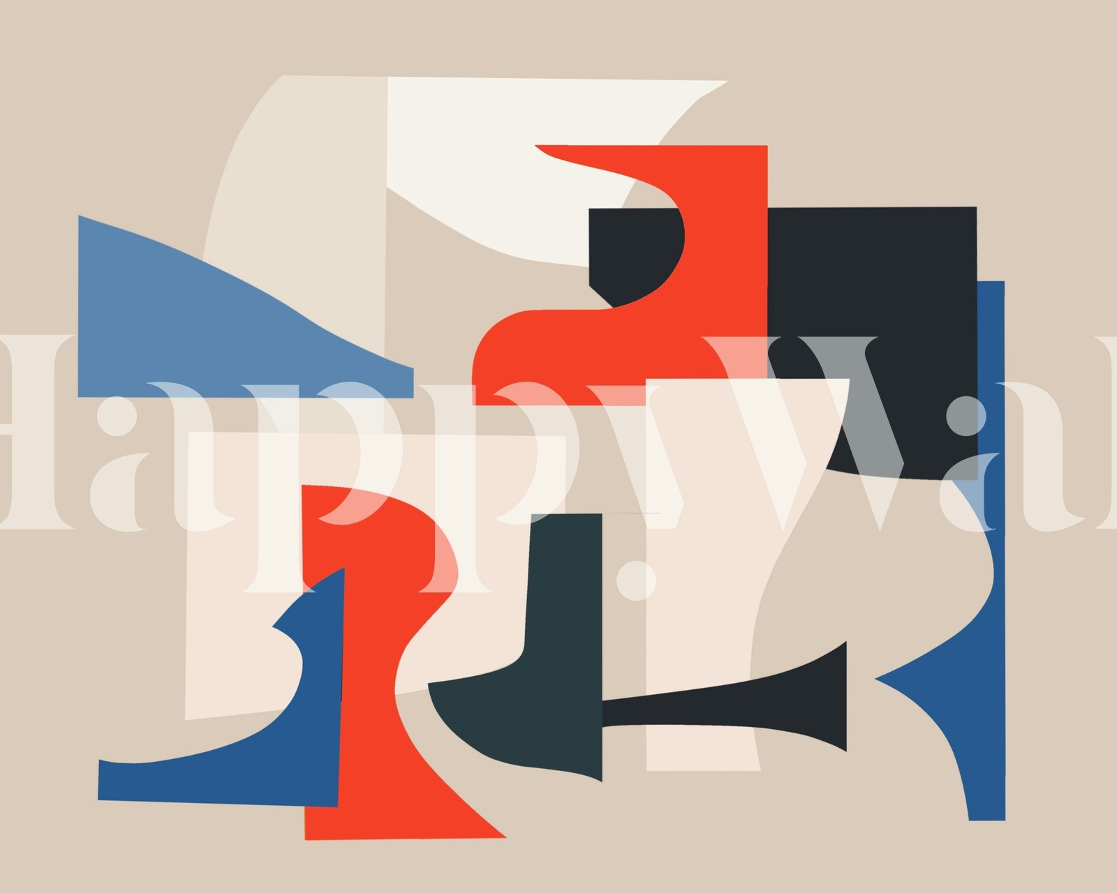 Colorful abstract cutouts tapeta w pokoju