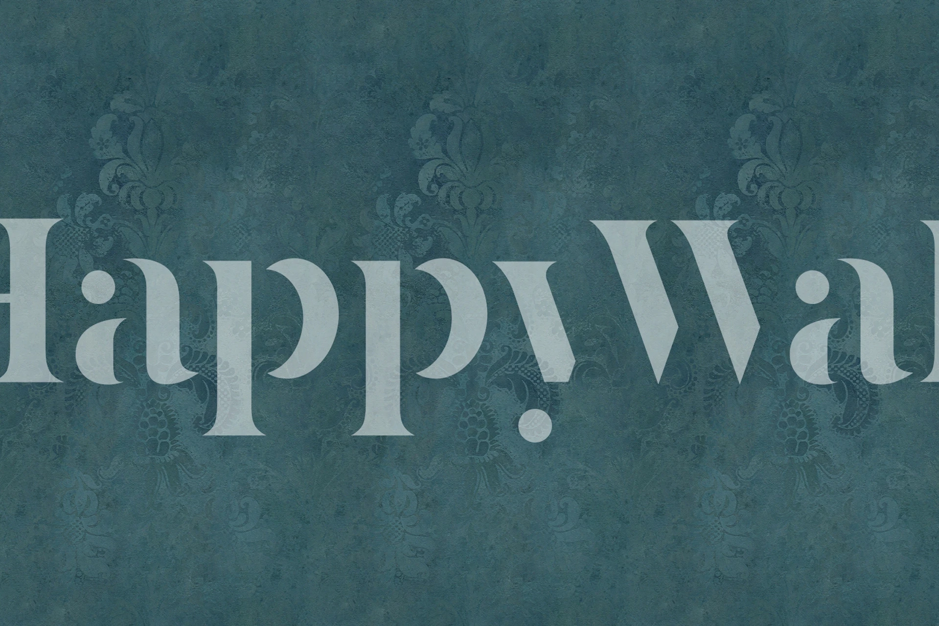 Grunge Damask Teal wallpaper in a room