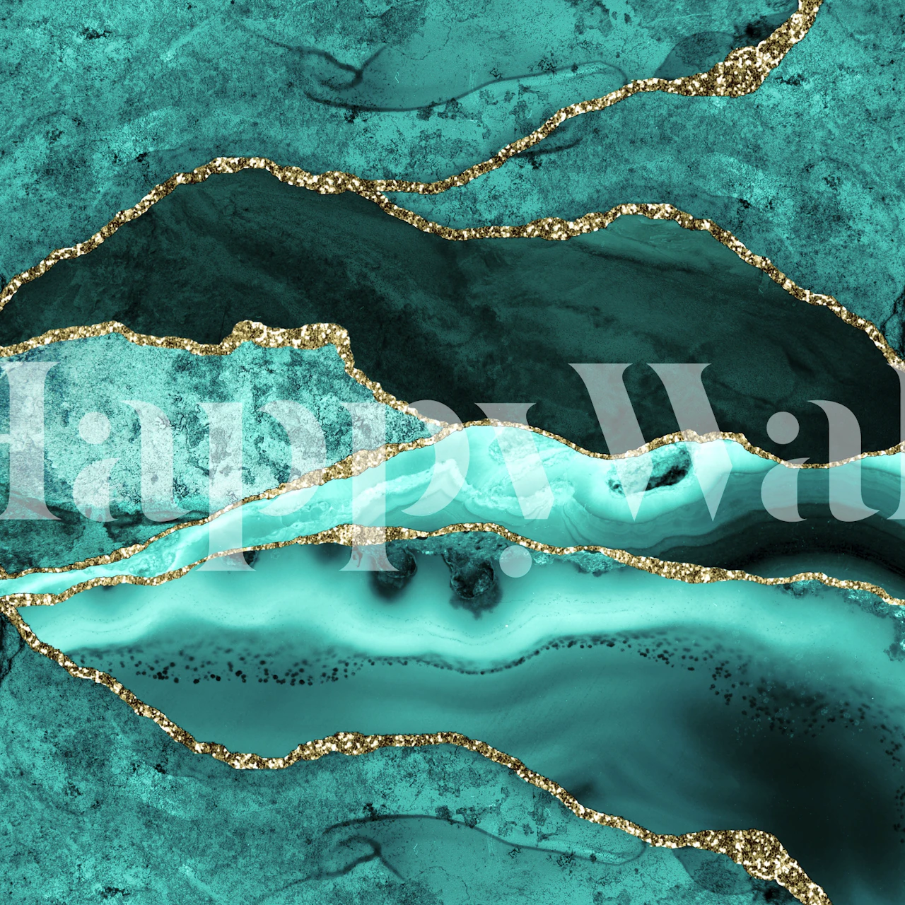 Ocean Waves Marble Emerald wallpaper design in room