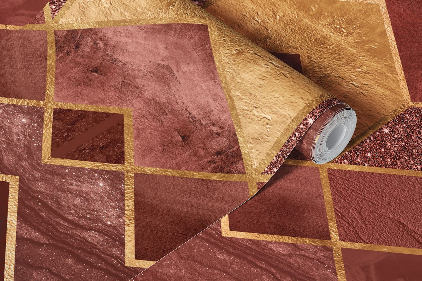 Terracotta Geometric wallpaper roll