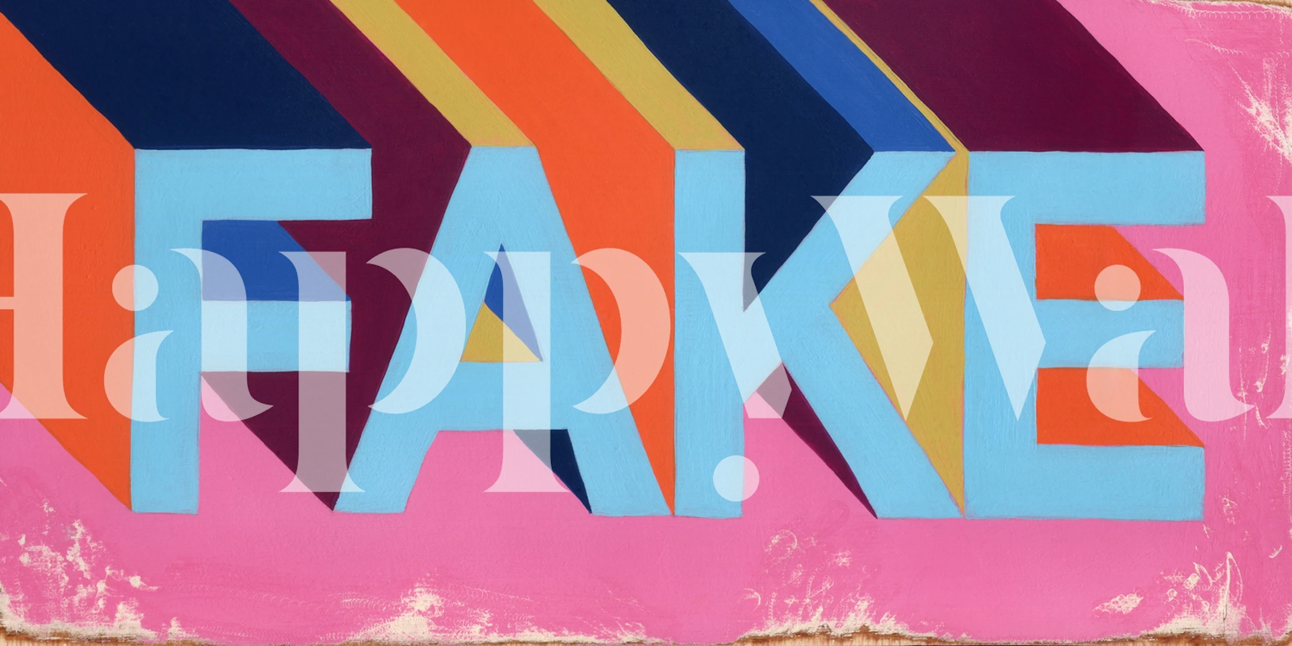 Colorful geometric pattern in blue, orange, and pink wallpaper