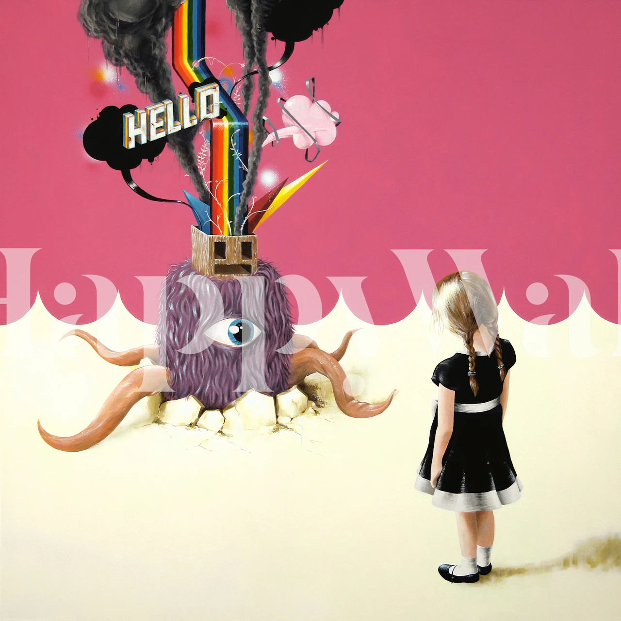 Hello Ruby wallpaper design in a room