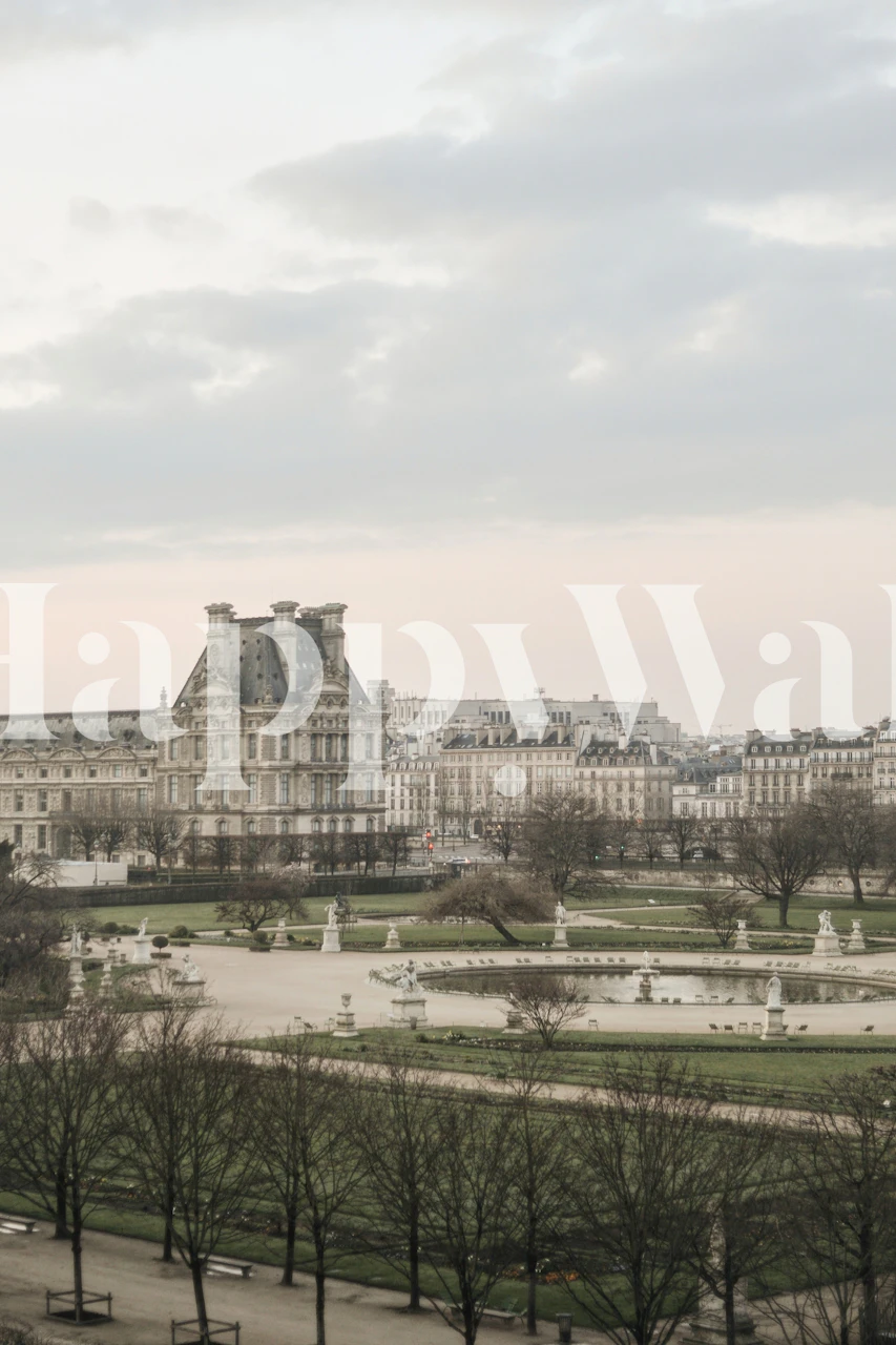 Paris sunrise view with soft pastel colors and elegant architecture wallpaper