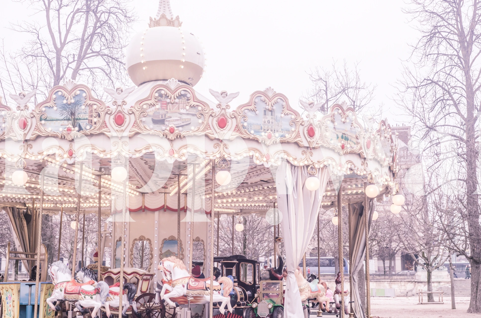 Vintage carousel with pastel colors and intricate details wallpaper