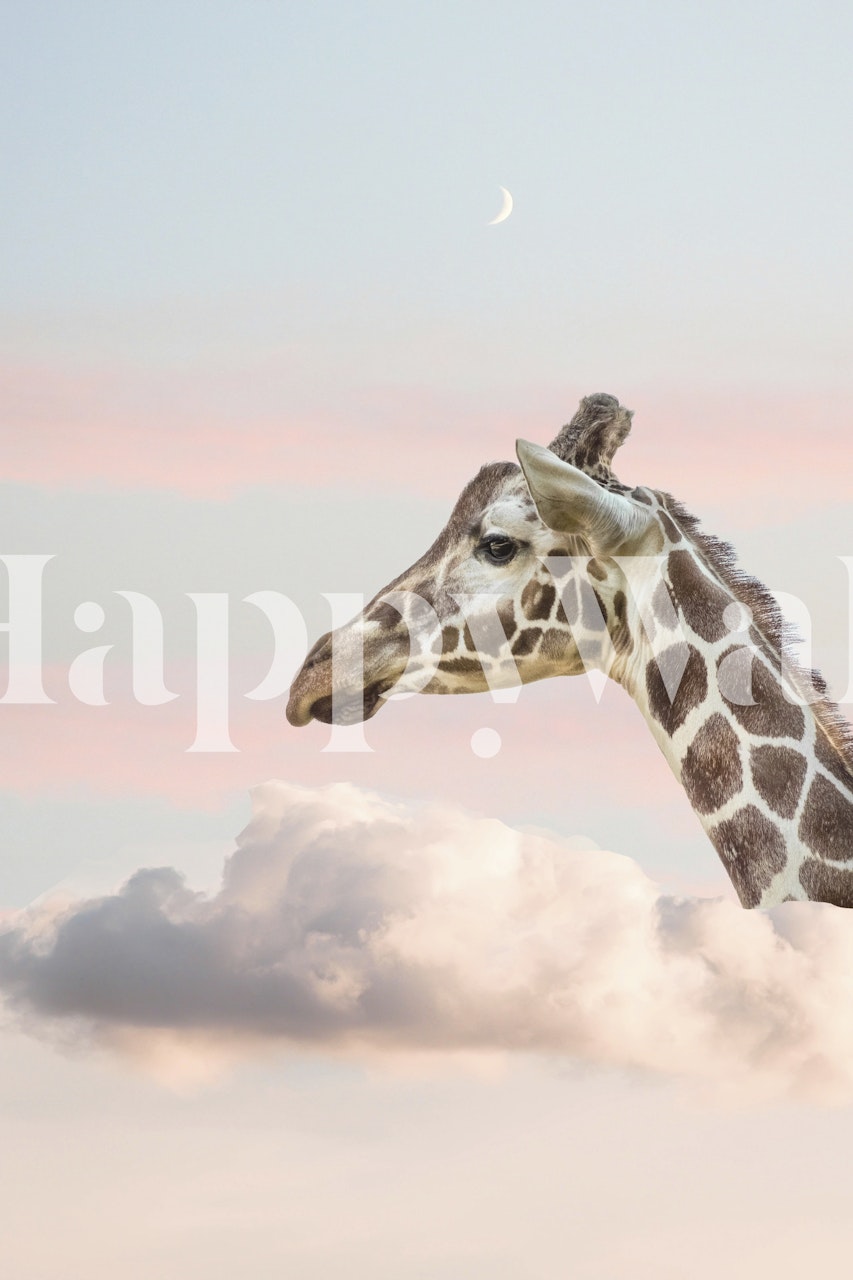 Giraffe Art II wallpaper displayed in a room