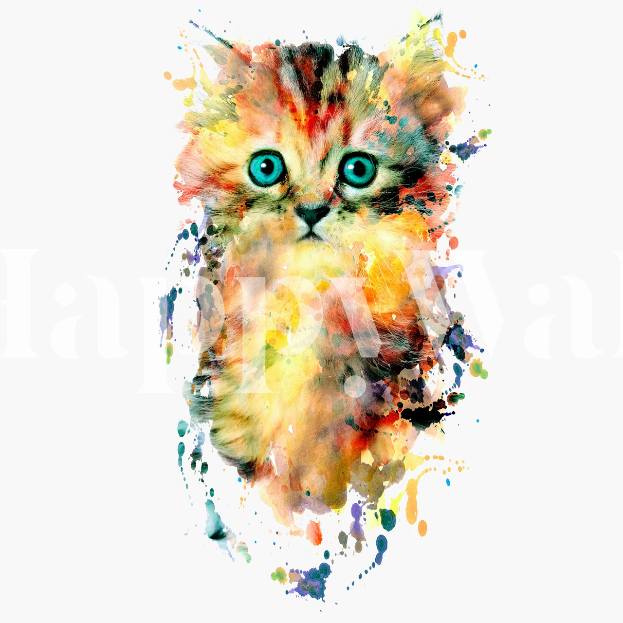 Tapeta Watercolor Kitten u sobi