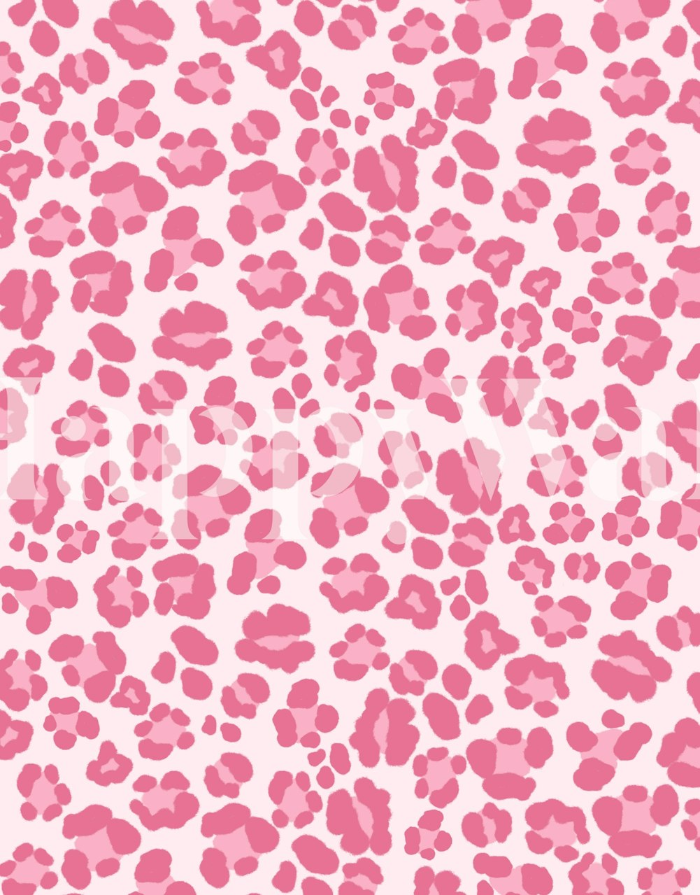 Pink leopard print wallpaper with various spot shapes.