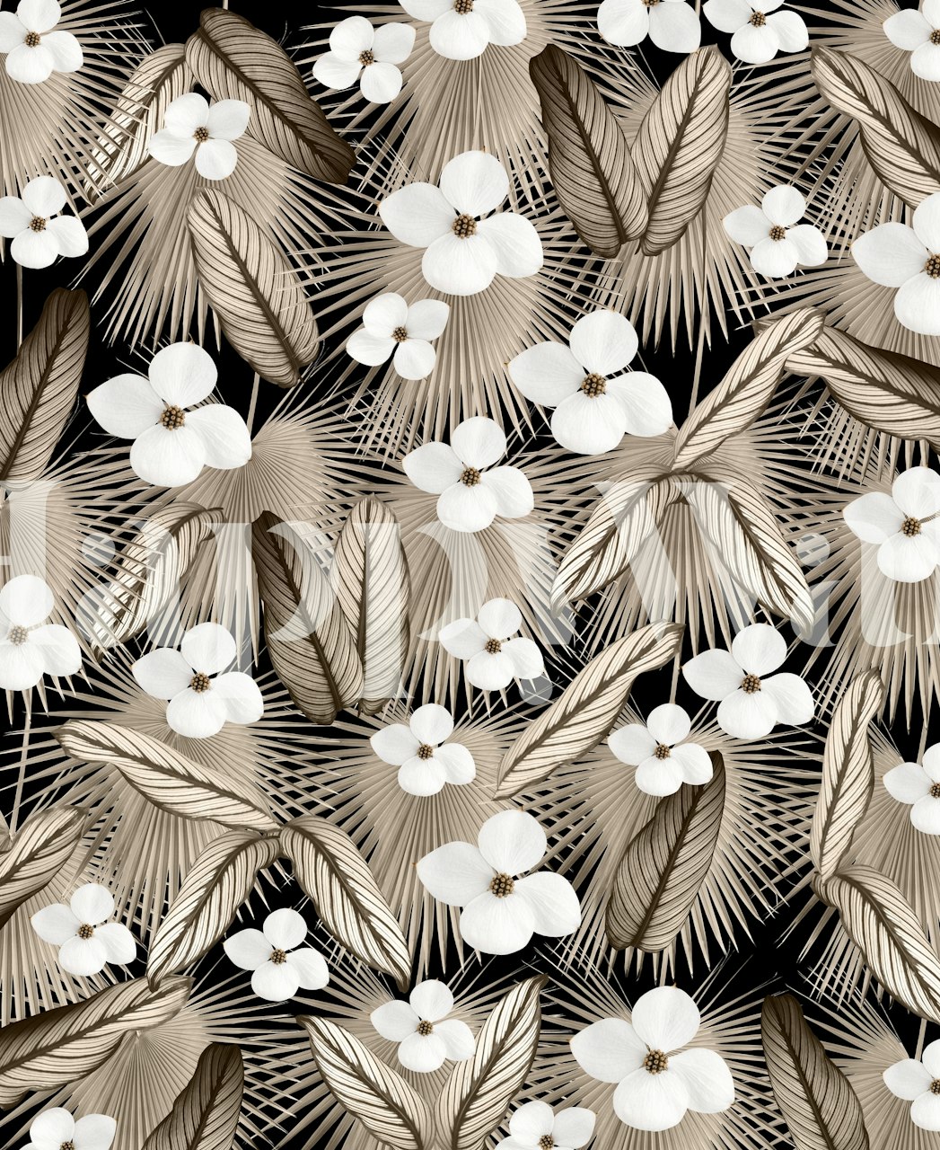 Calathea Fan Palm Floral wallpaper in a room