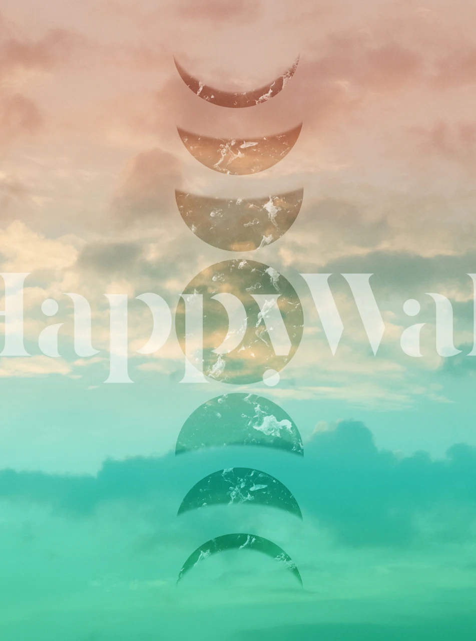 Abstract clouds in soft emerald and beige tones wallpaper