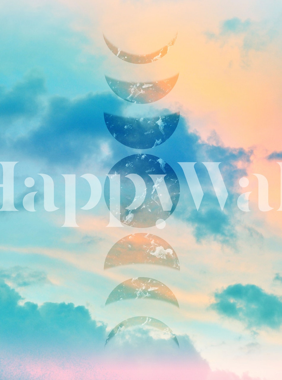 Unicorn pastellskyer tapet i et rom