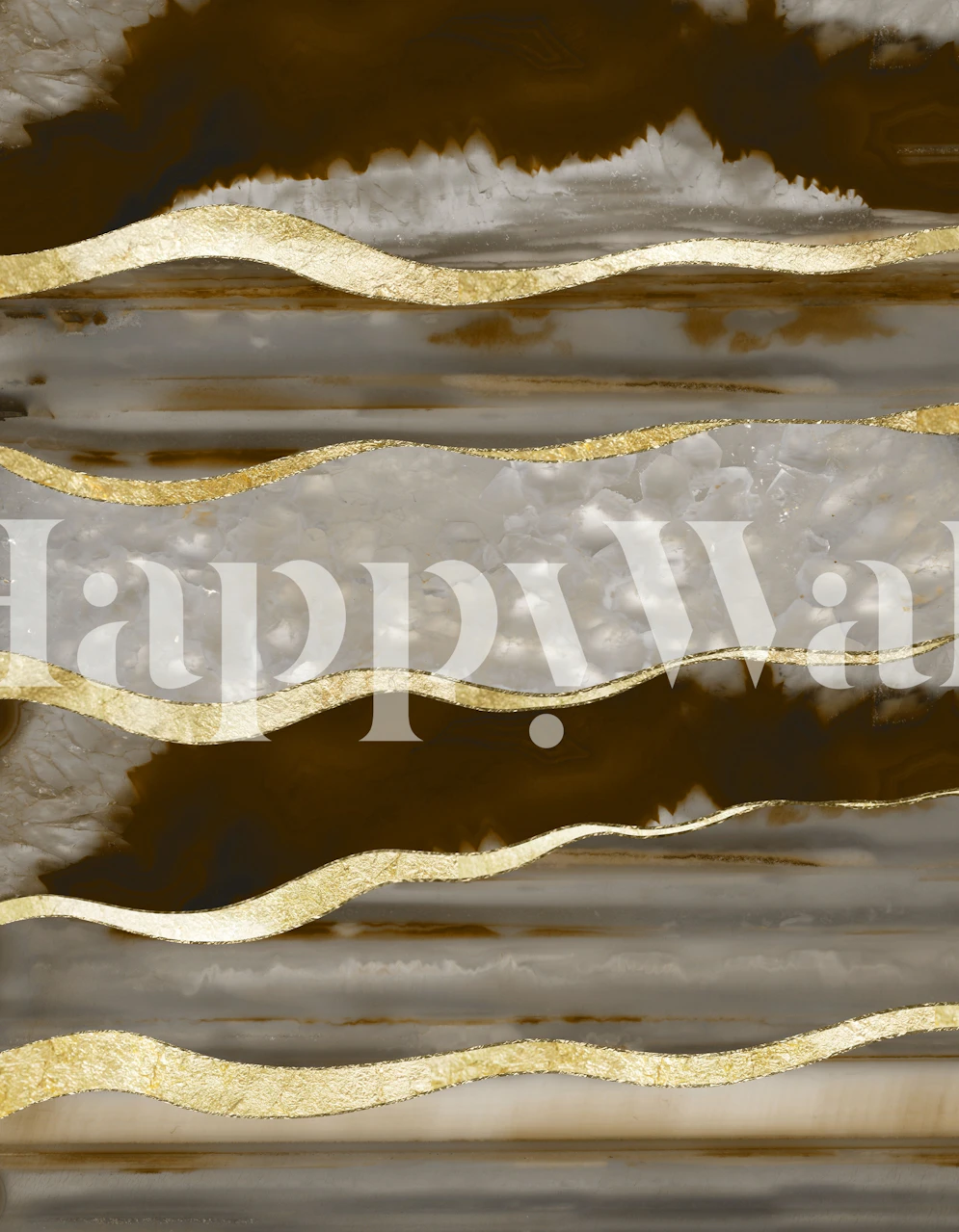 Abstract brown and gold striped agate wallpaper