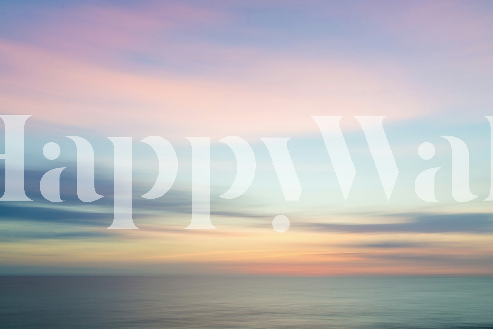 Αφηρημένη τοιχογραφία του ουρανού που συναντά τον ωκεανό, με παστέλ αποχρώσεις ηλιοβασιλέματος και ήρεμους τόνους θάλασσας