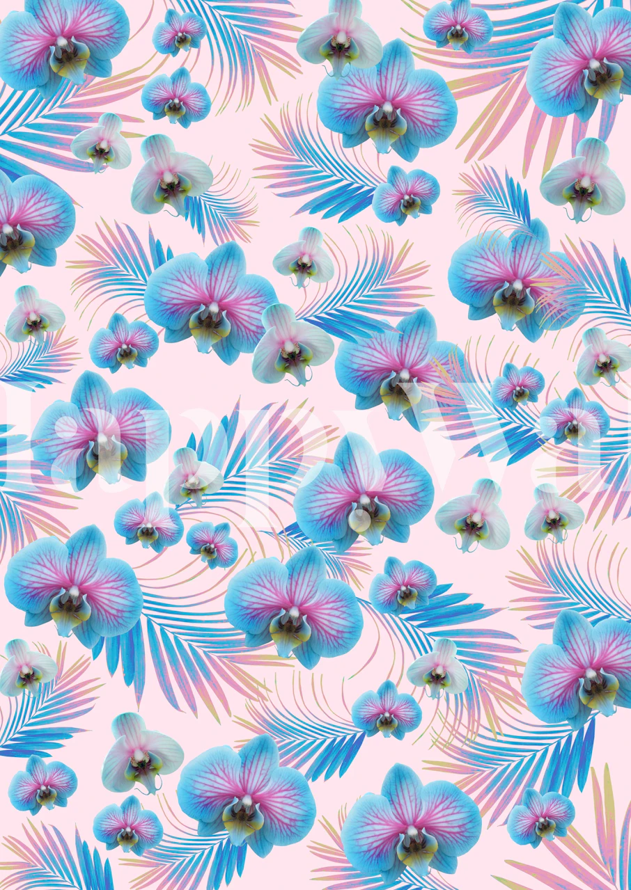 Tapeta Orchid Palm Leaves w pokoju