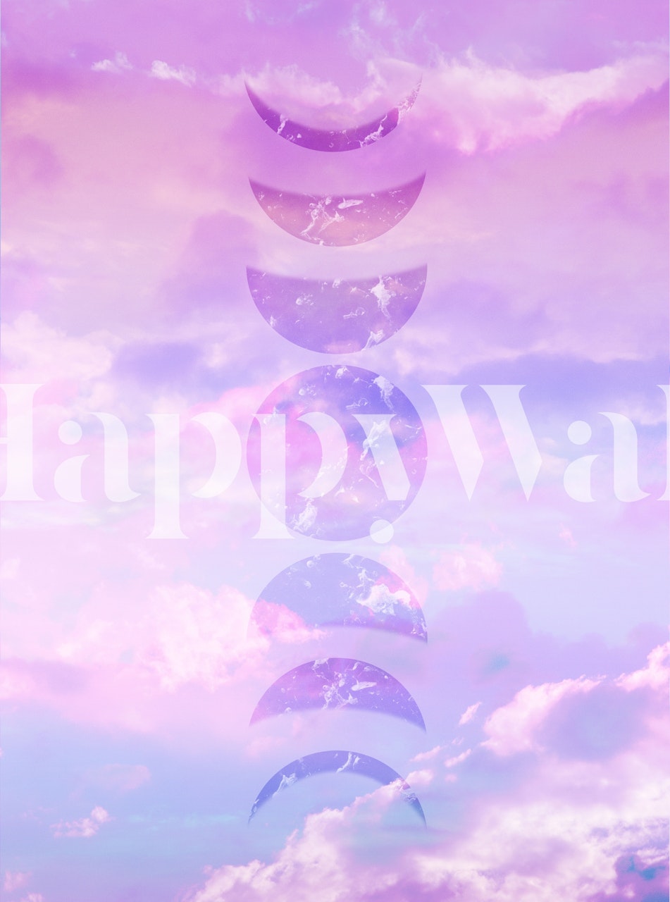 Unicorn Pastel Clouds Moon 3 tapeta w pokoju