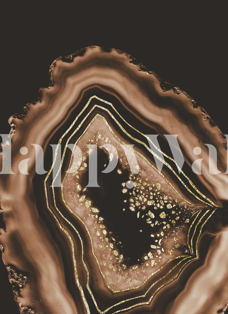 Brown and gold agate pattern wallpaper