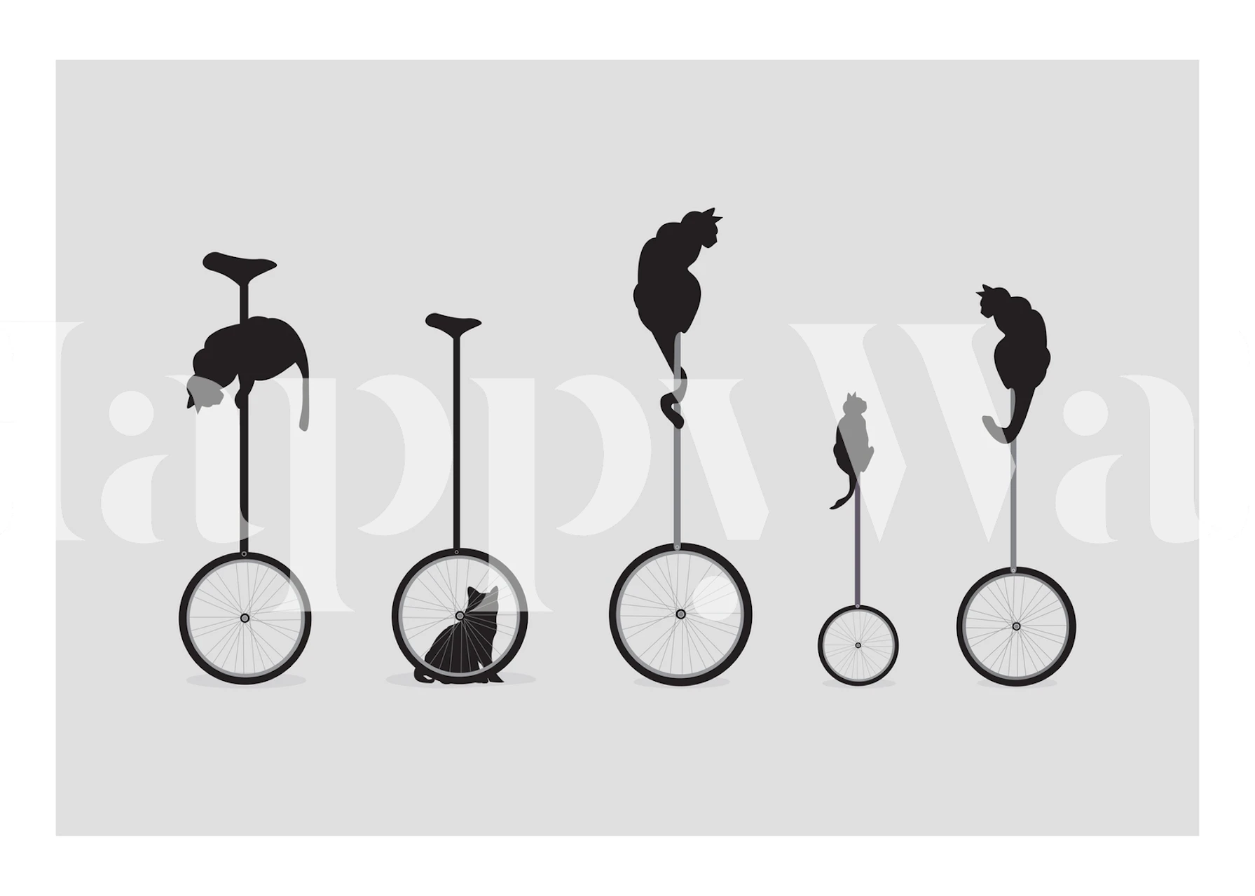 Livlige katte på unicykel tapet