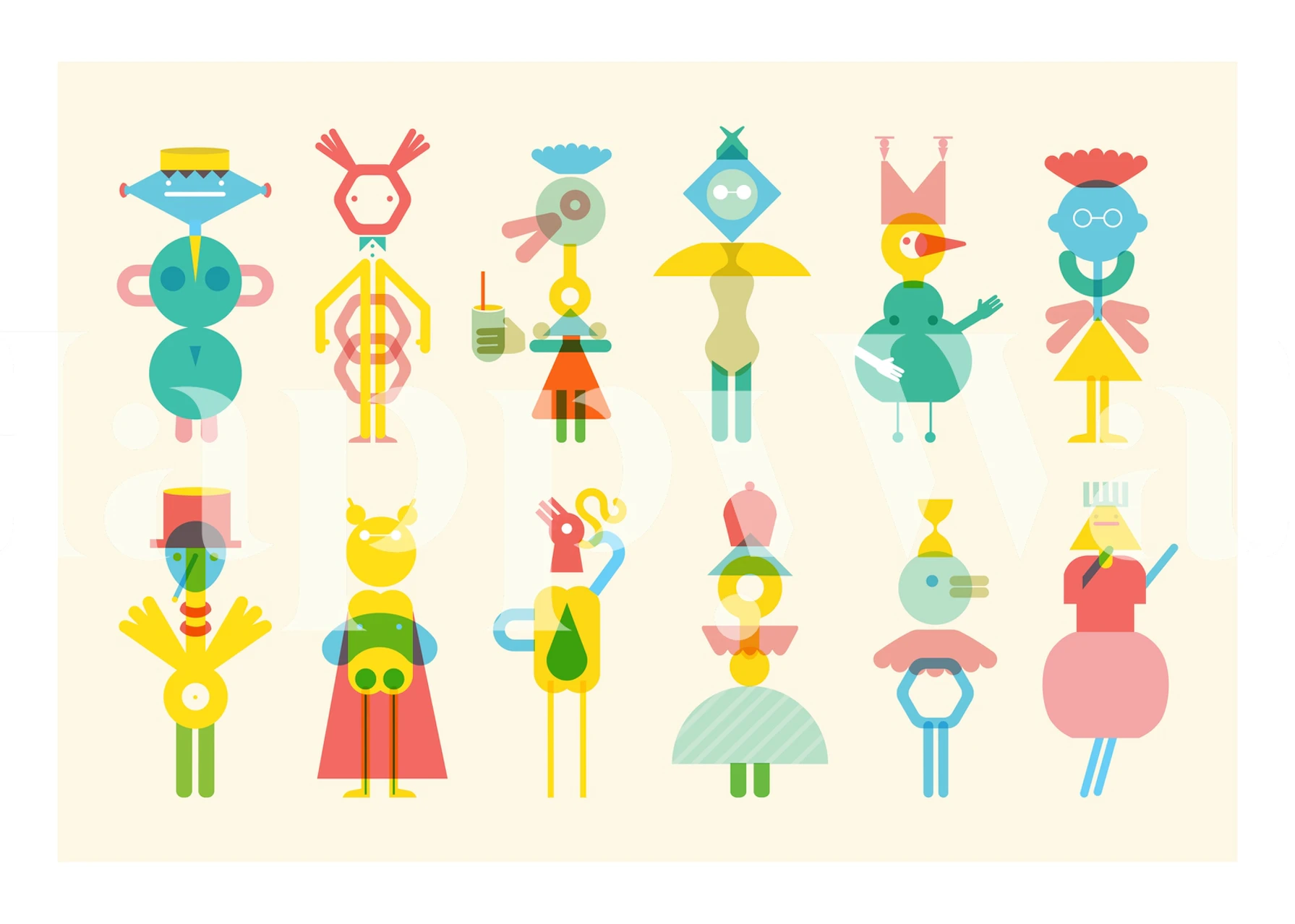 Färgglad Geometrical Friends Print