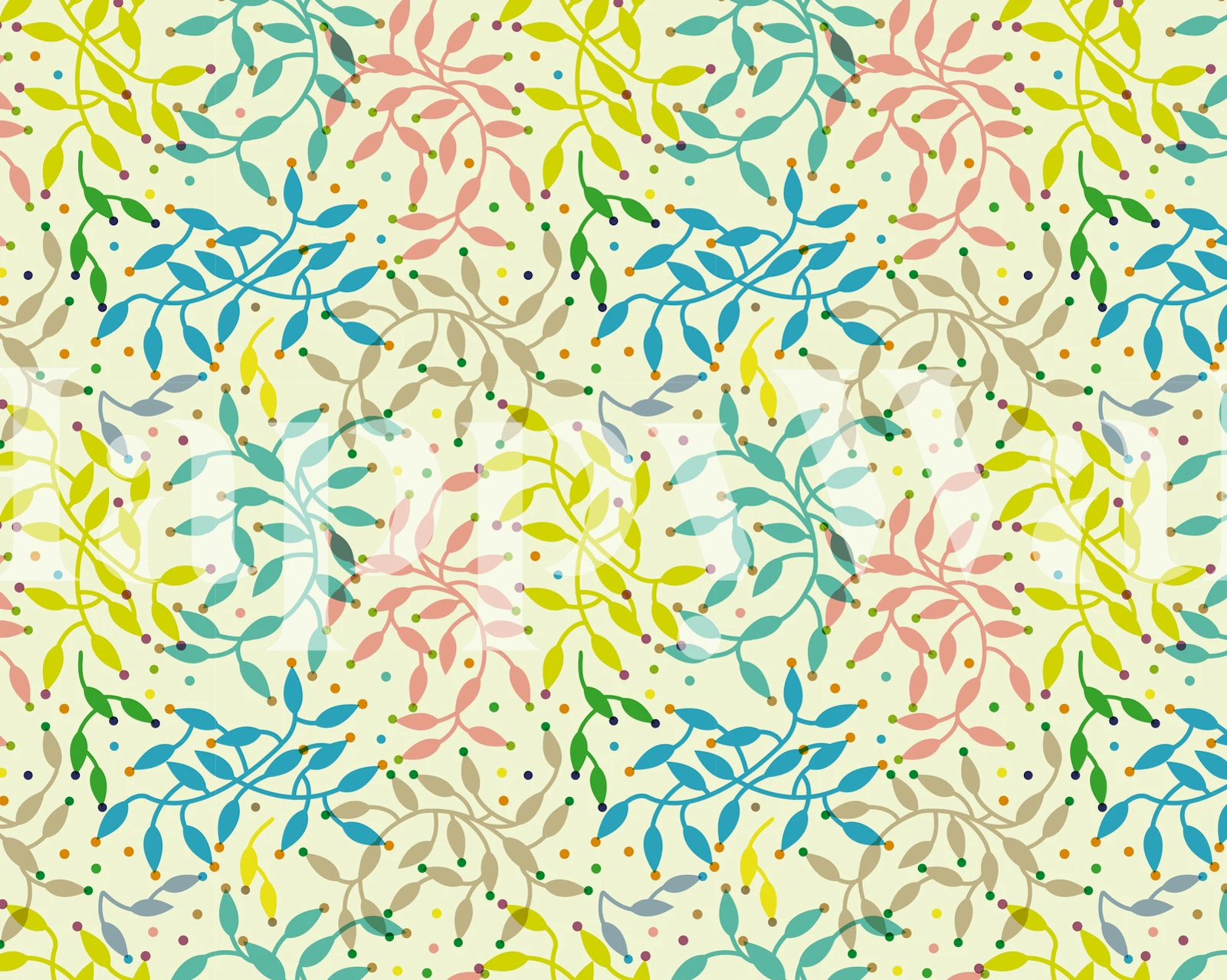 Pastel-colored Flowers Pattern wall mural with soft blooms and foliage