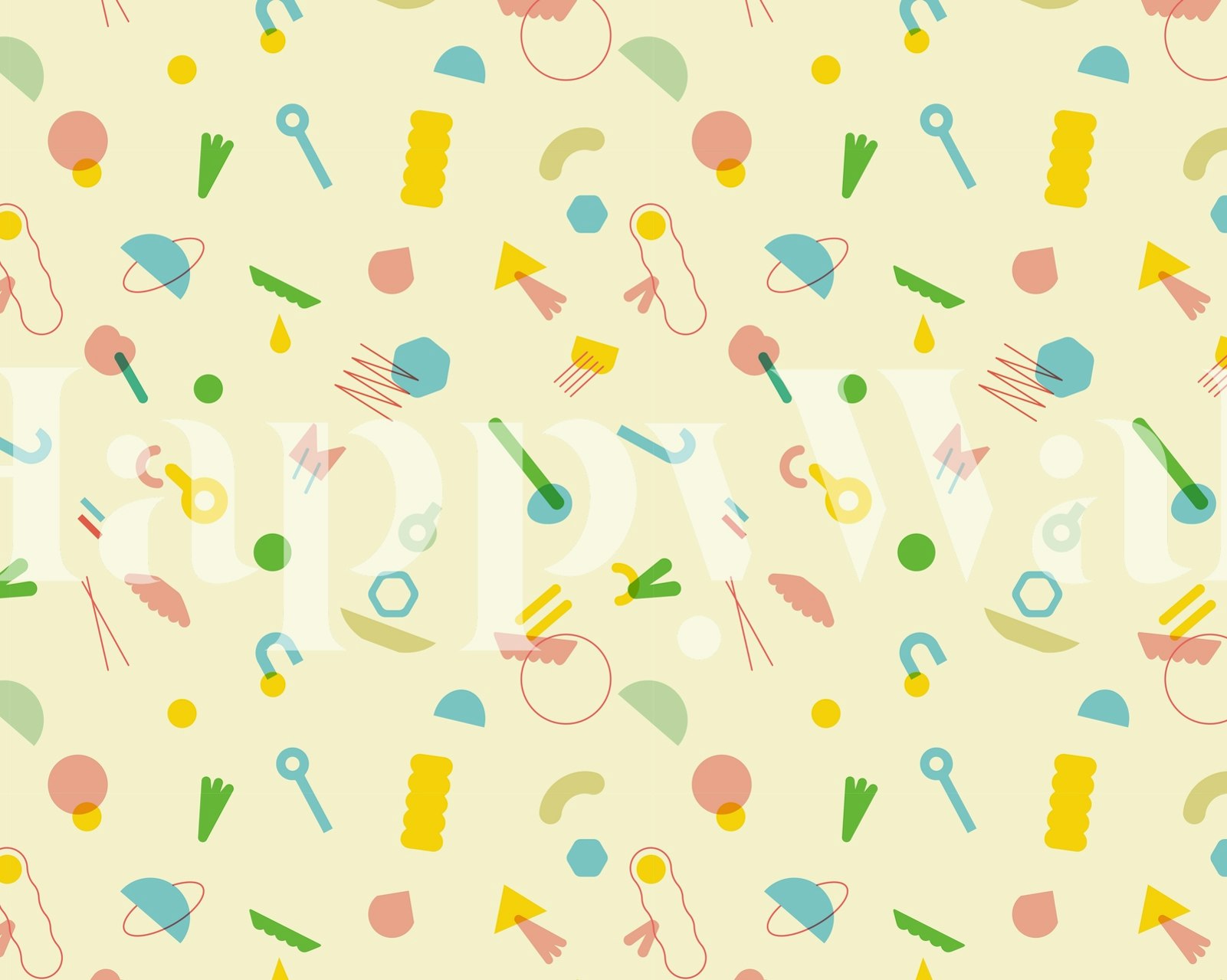 Colorful abstract shapes in pastel colors on light background wallpaper