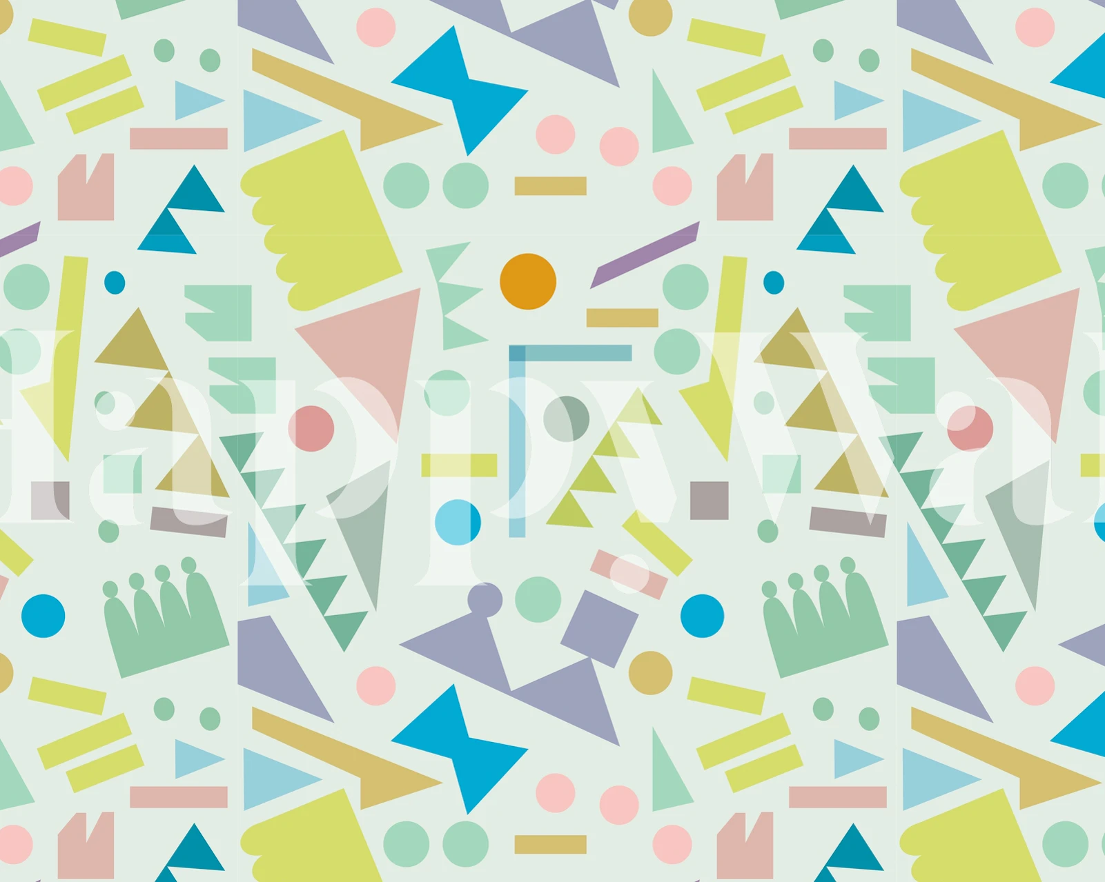Colorful geometric patterns with pastel shapes and dots wallpaper