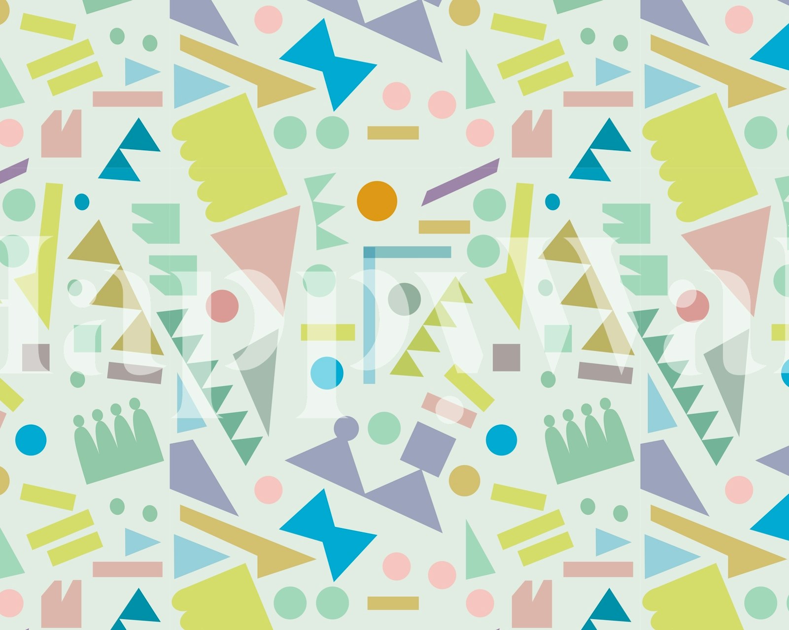 Colorful geometric patterns with pastel shapes and dots wallpaper