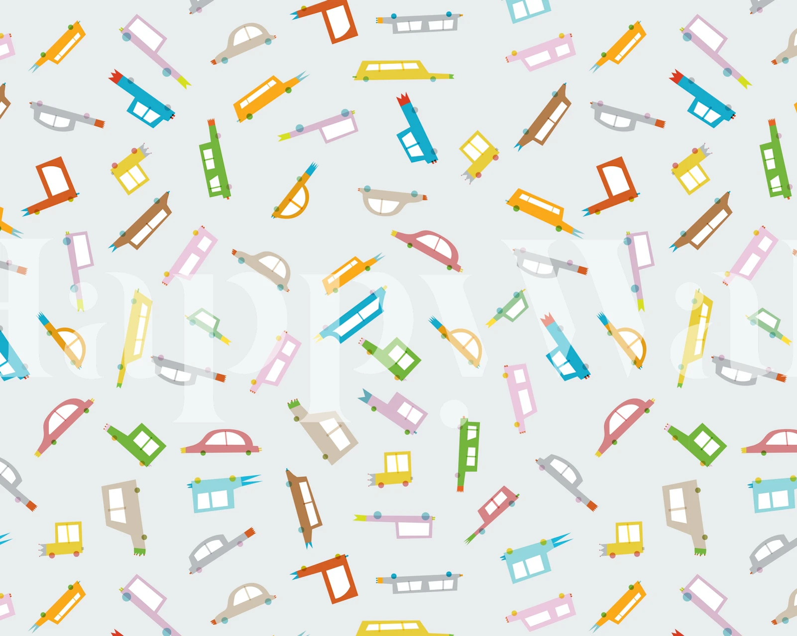 Fargerikt håndtegnede biler mønster veggmaleri