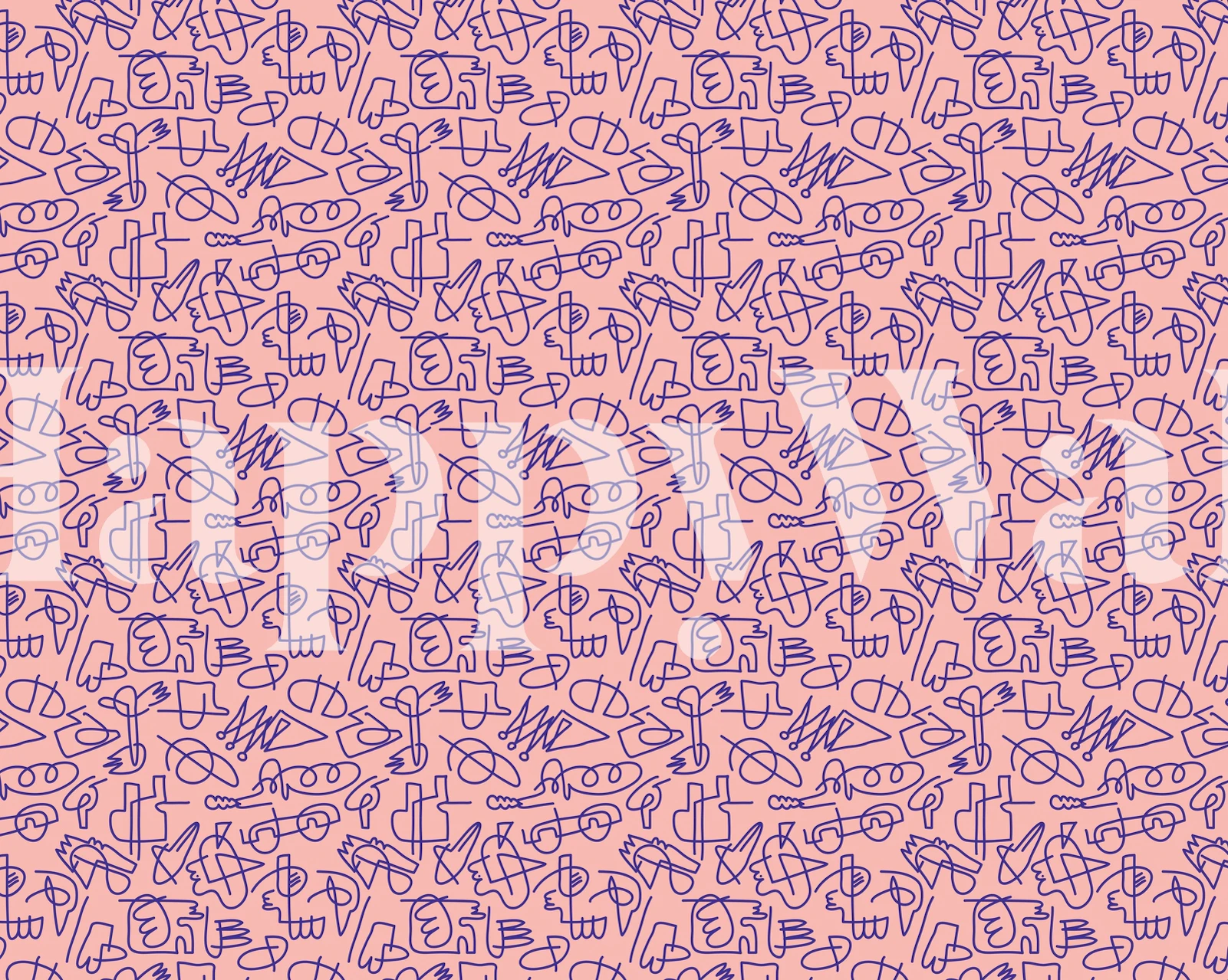 Abstract lines and geometric shapes pattern wall mural in soft colors