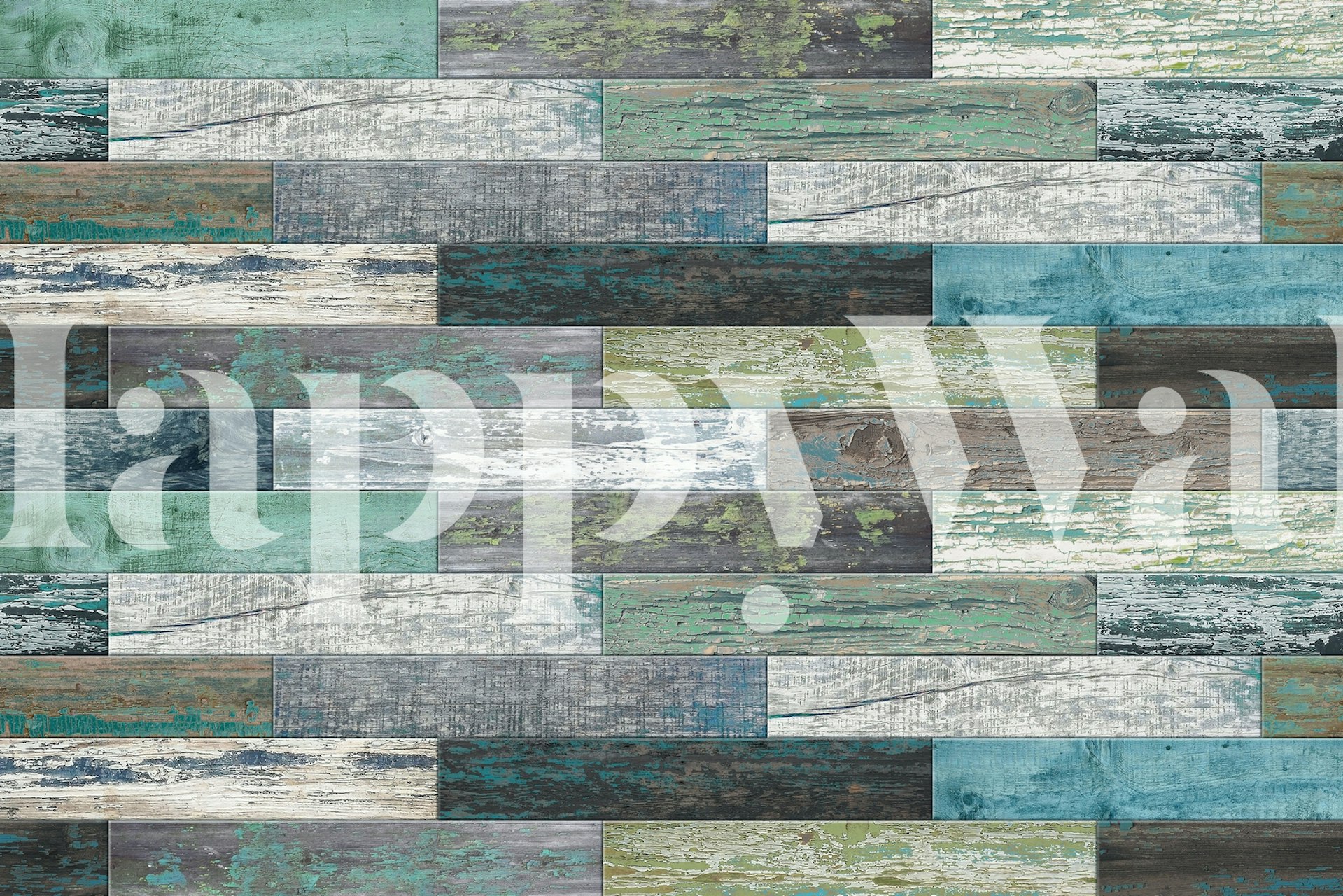 Reclaimed Boat Wood Green Blue υφασμένος τοίχος mural με έναν συνδυασμό θαλάσσιων αποχρώσεων