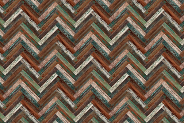 Chevron Wood Green Rust