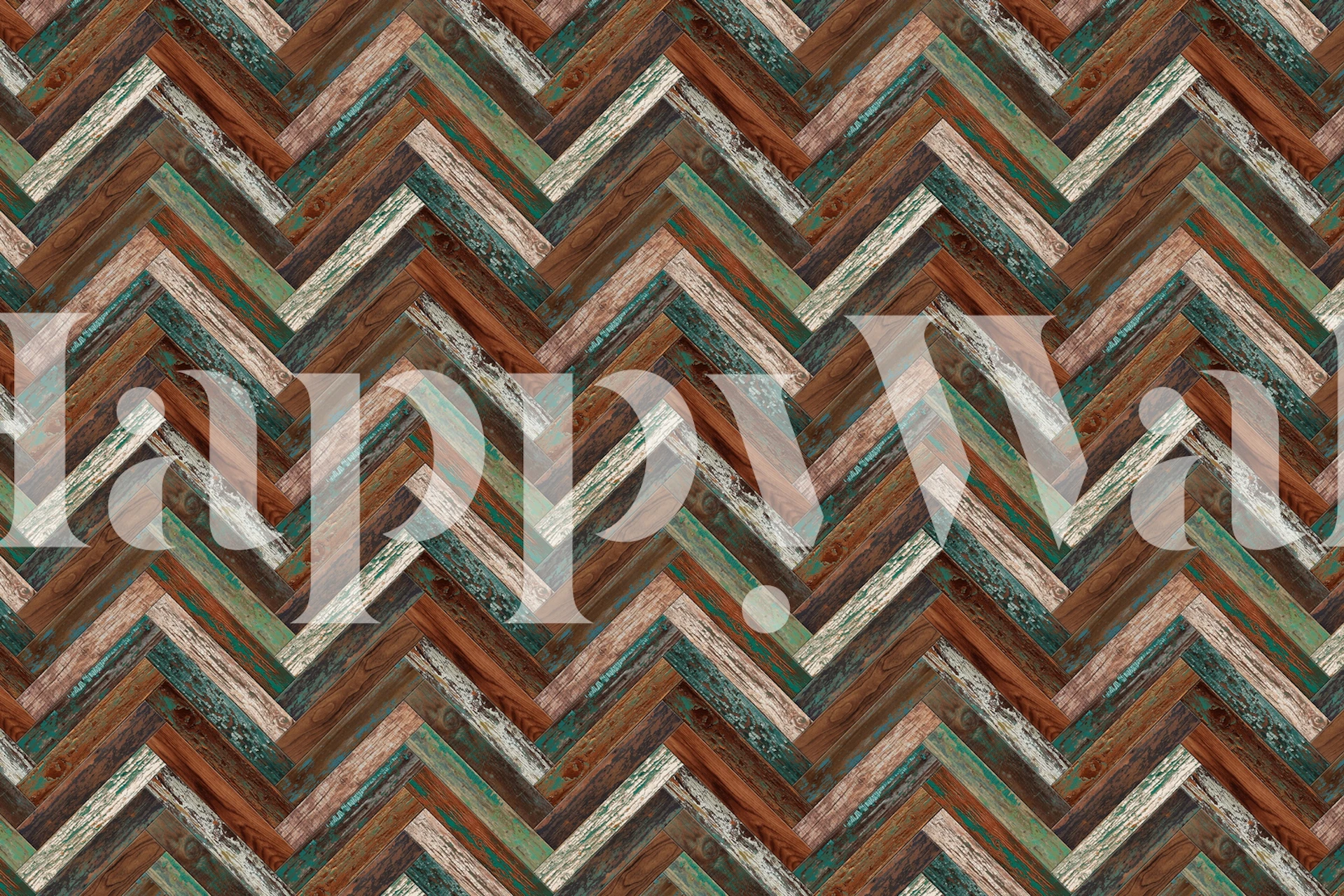 Chevron pattern with green, rust, and beige colors wallpaper