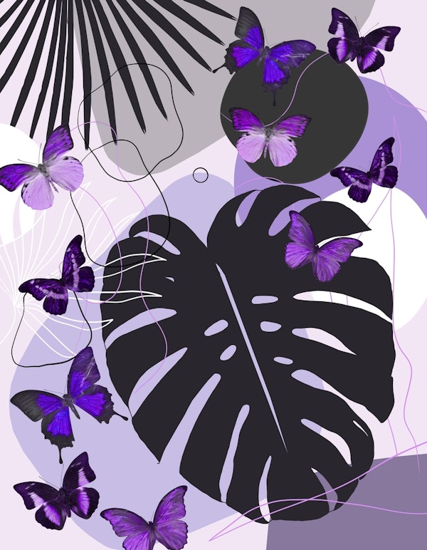 Minimal Monstera Butterfly 2