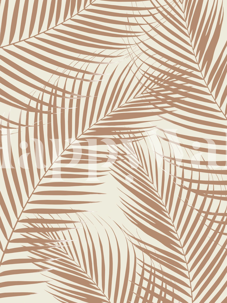 Palm leaves wallpaper in warm beige