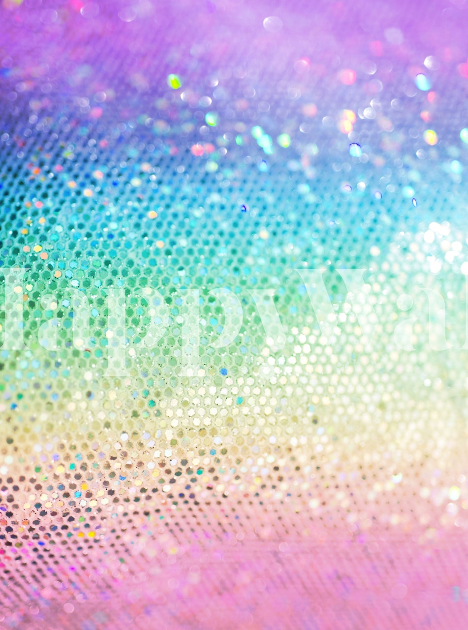 Glittering rainbow-colored wall mural with a sparkling texture