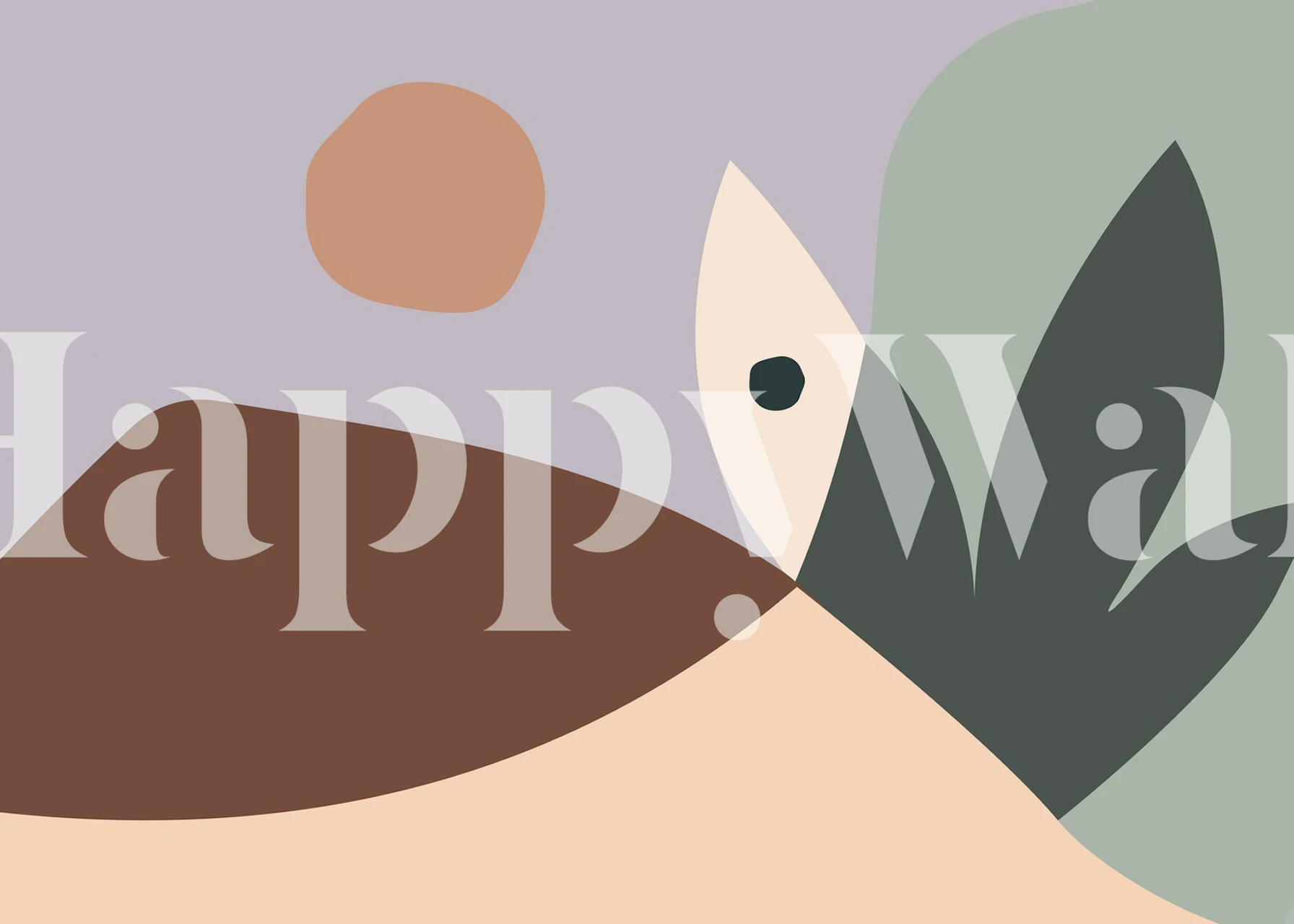 Abstract sunrise wall mural with earth tones and geometric shapes