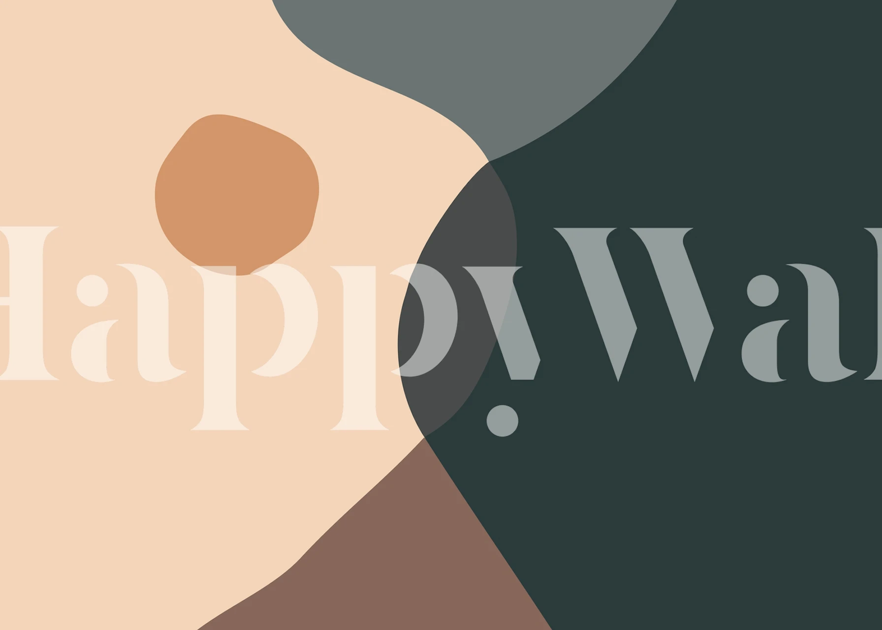 Abstract wallpaper featuring earthy shapes in beige, brown, and dark green hues