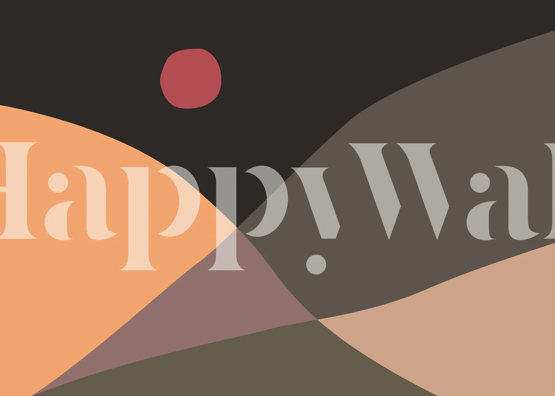 Abstract wallpaper with soft curves in earth tones and a red circle