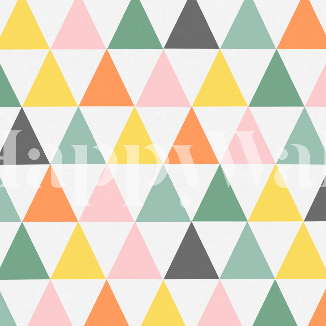Colorful triangles in pink, green, yellow, and gray geometric wallpaper