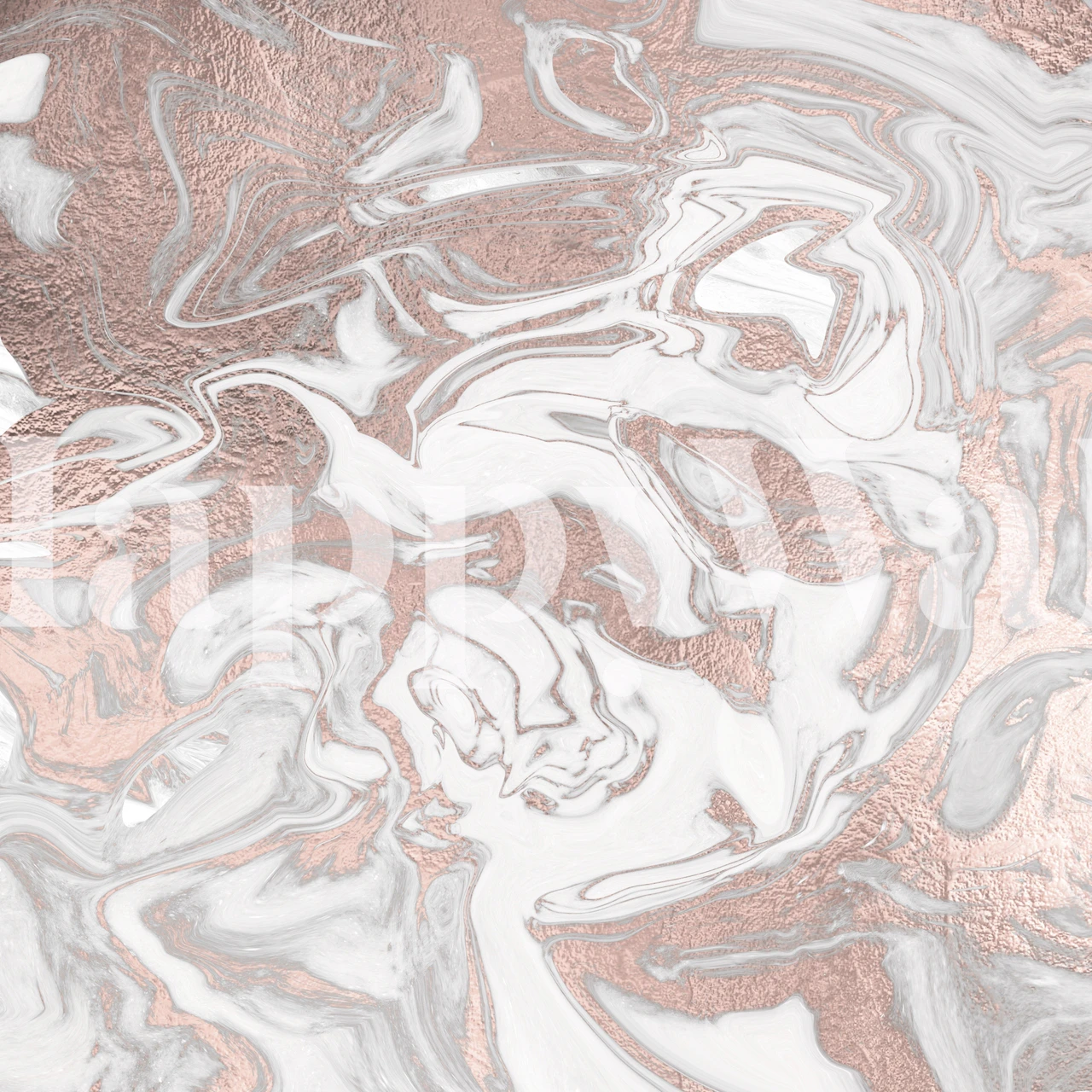 Rose gull marmor stein veggmaleri med virvler av rosa og gull