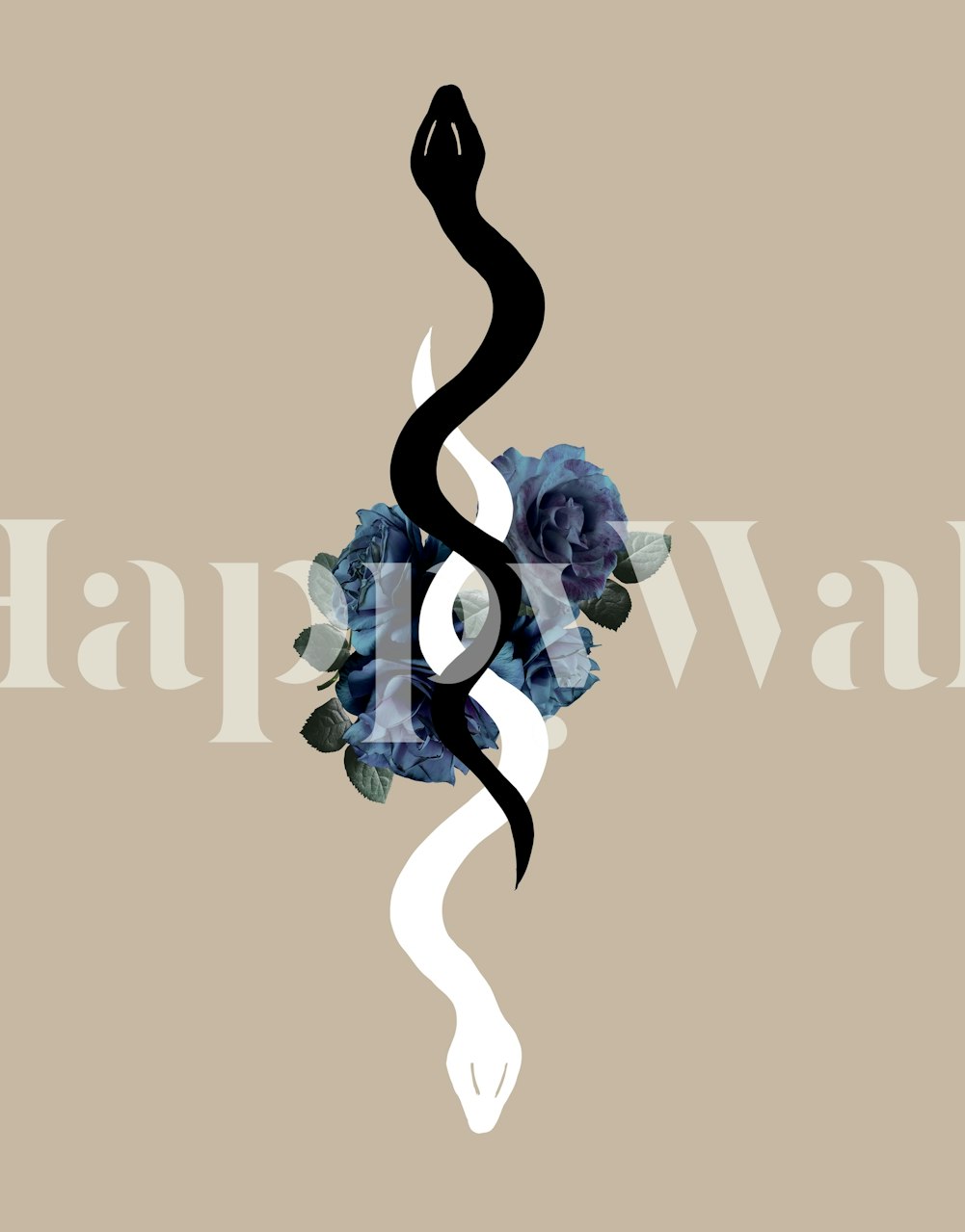 Yin Yang Snake Glam 1 wallpaper design in a room