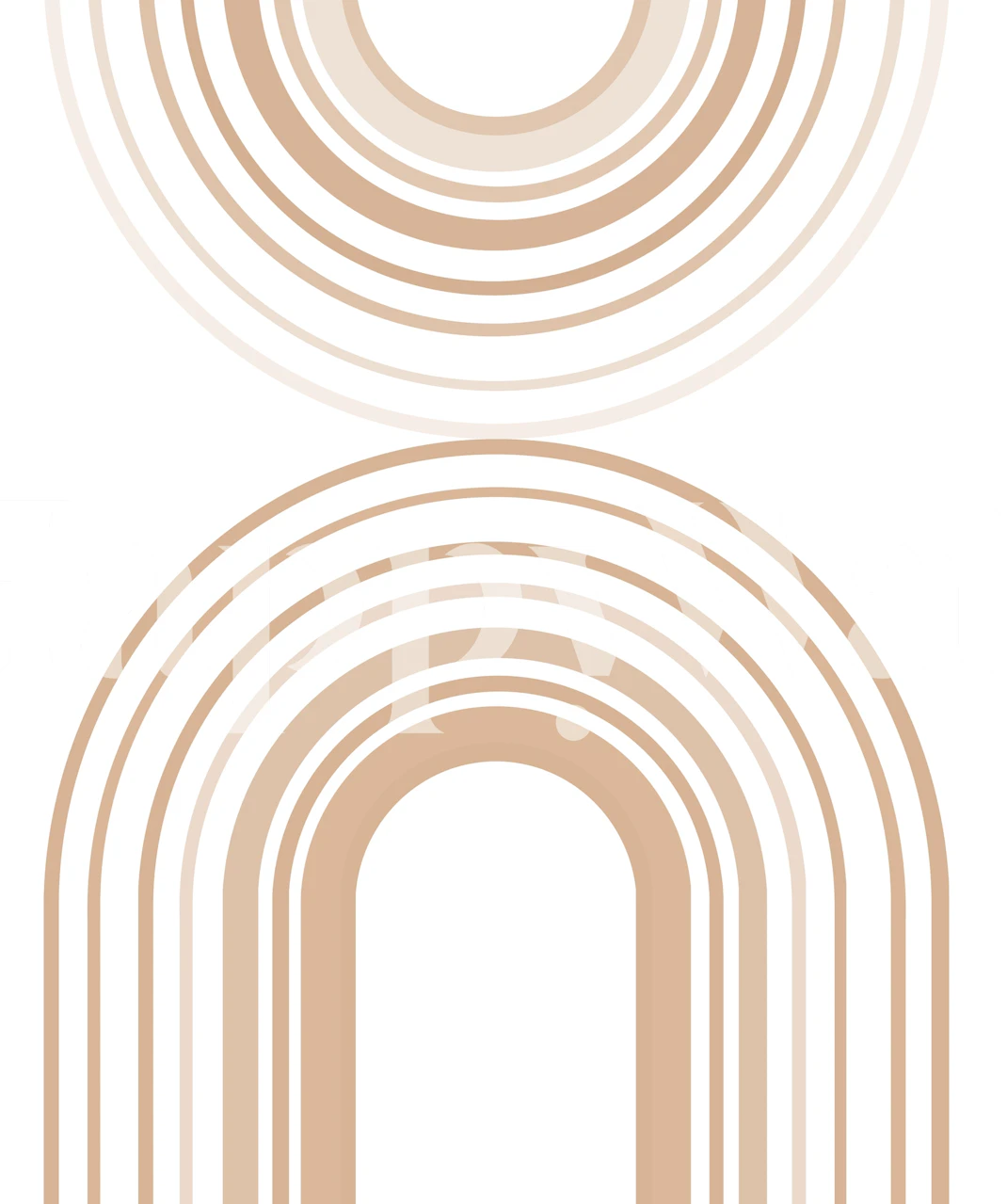 Warm beige arch pattern wallpaper with curved lines