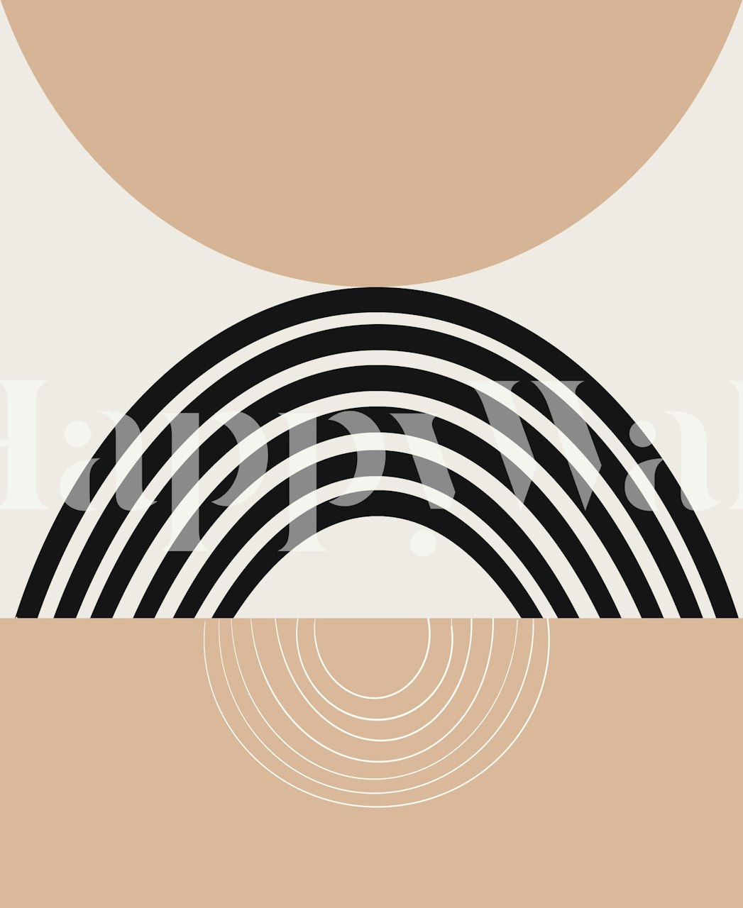 Minimalistisch beige en zwart zonneboogmuurschilderingontwerp