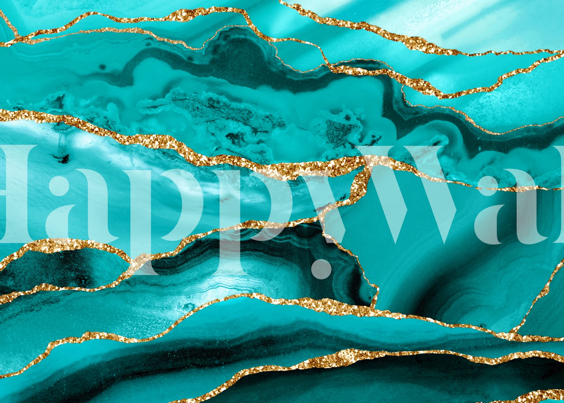 papel de parede Turquoise Gold Marble em um quarto
