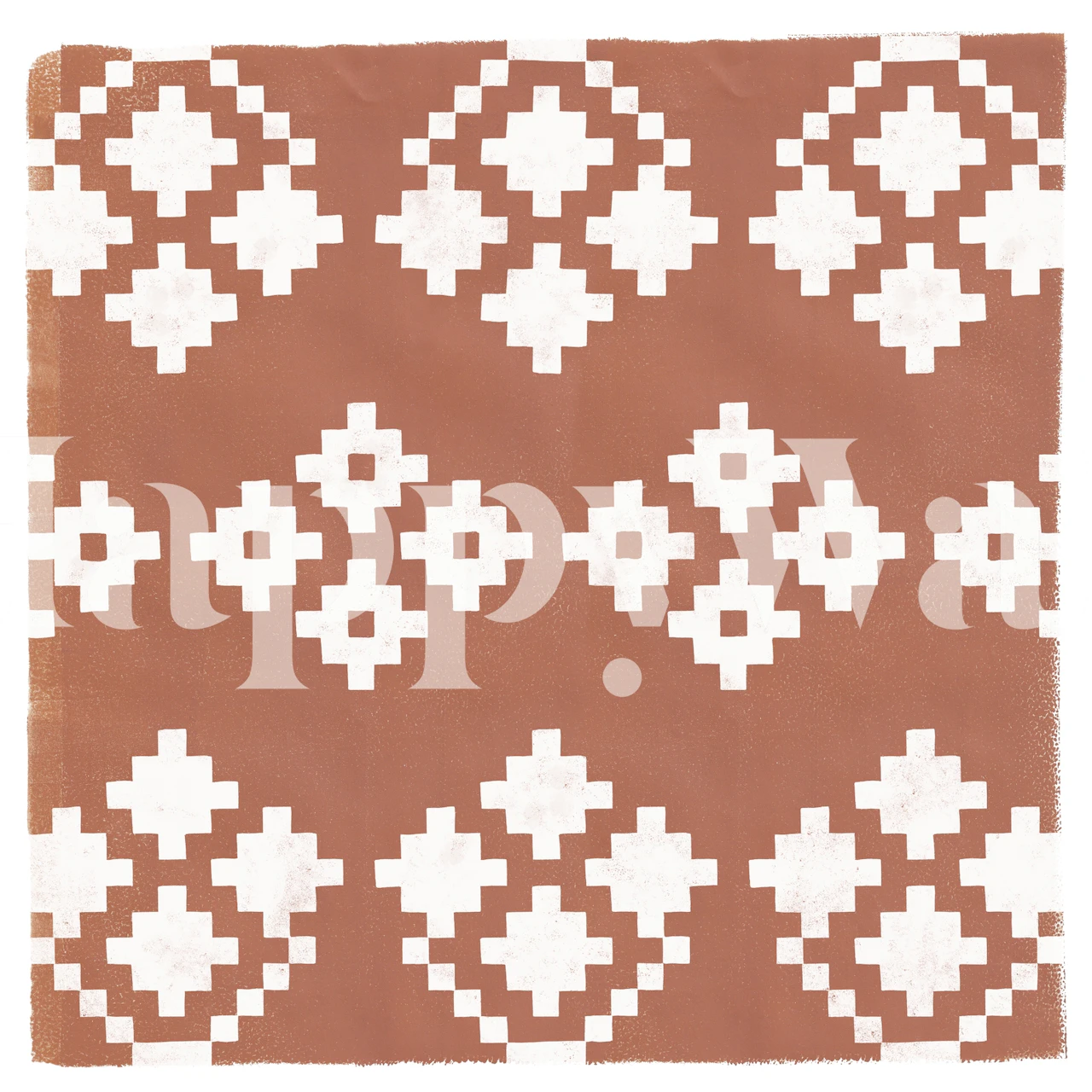 Terracota geometric pattern wallpaper in a room