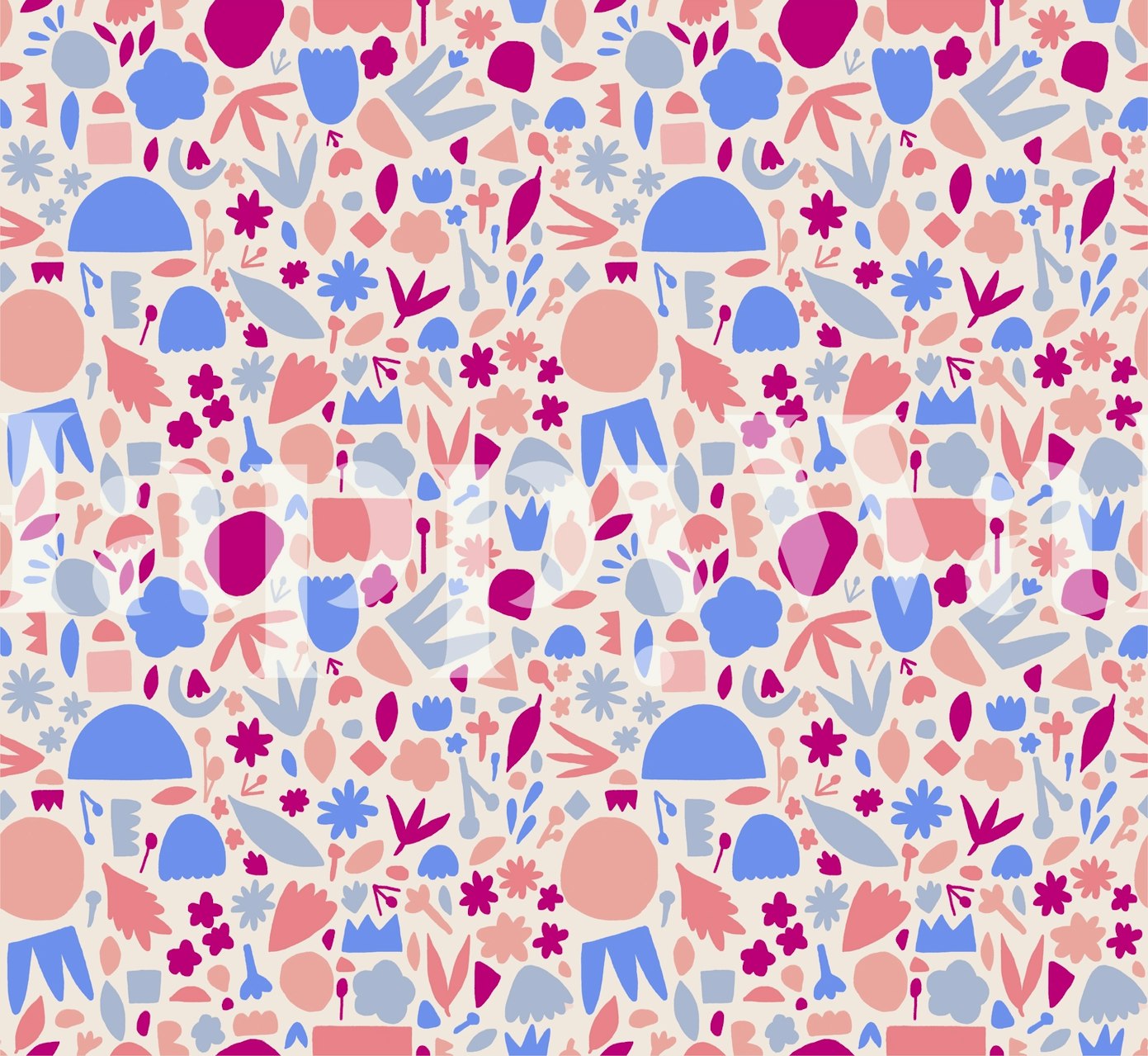 Σχεδιασμός ταπετσαρίας Floral pink σε ένα δωμάτιο