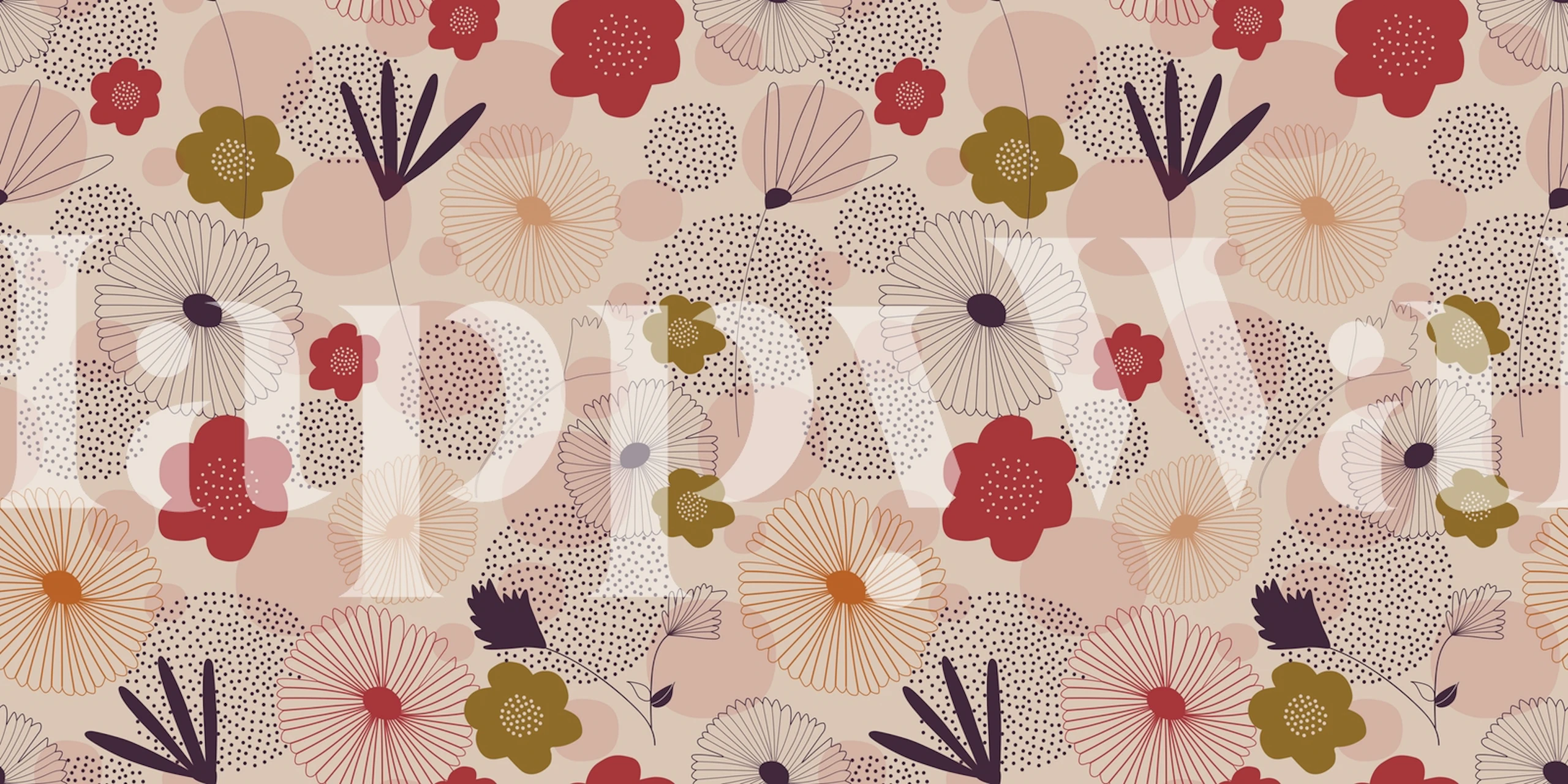 Dotted floral wallpaper design in a room