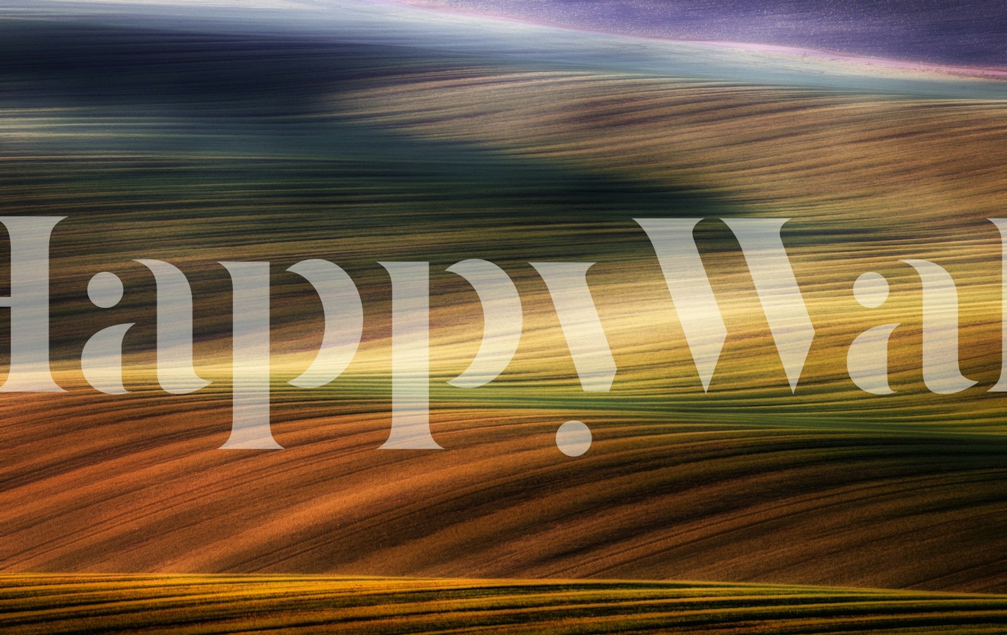 Autumn fields wallpaper in a room