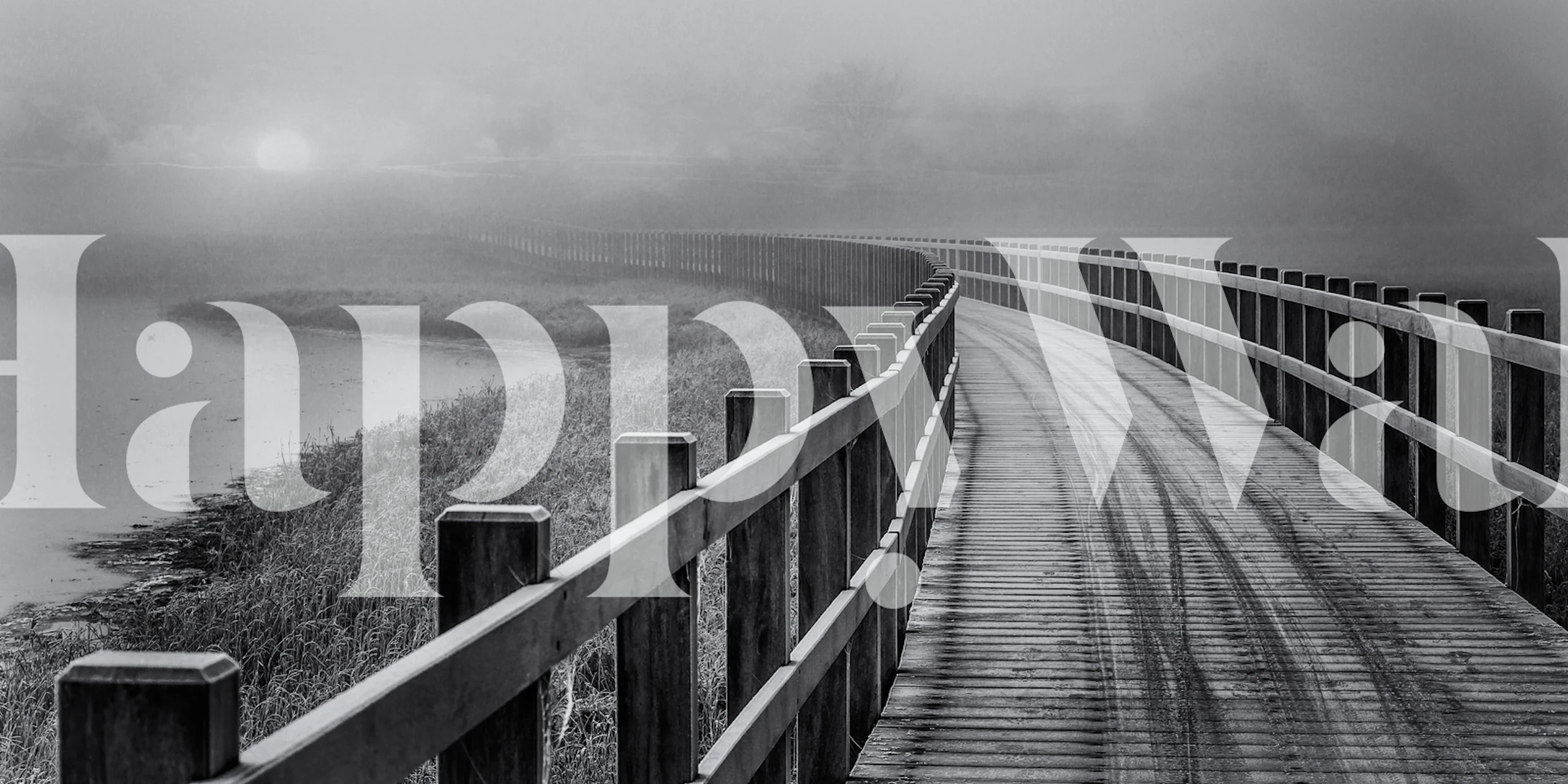 Winding path wallpaper in a misty environment